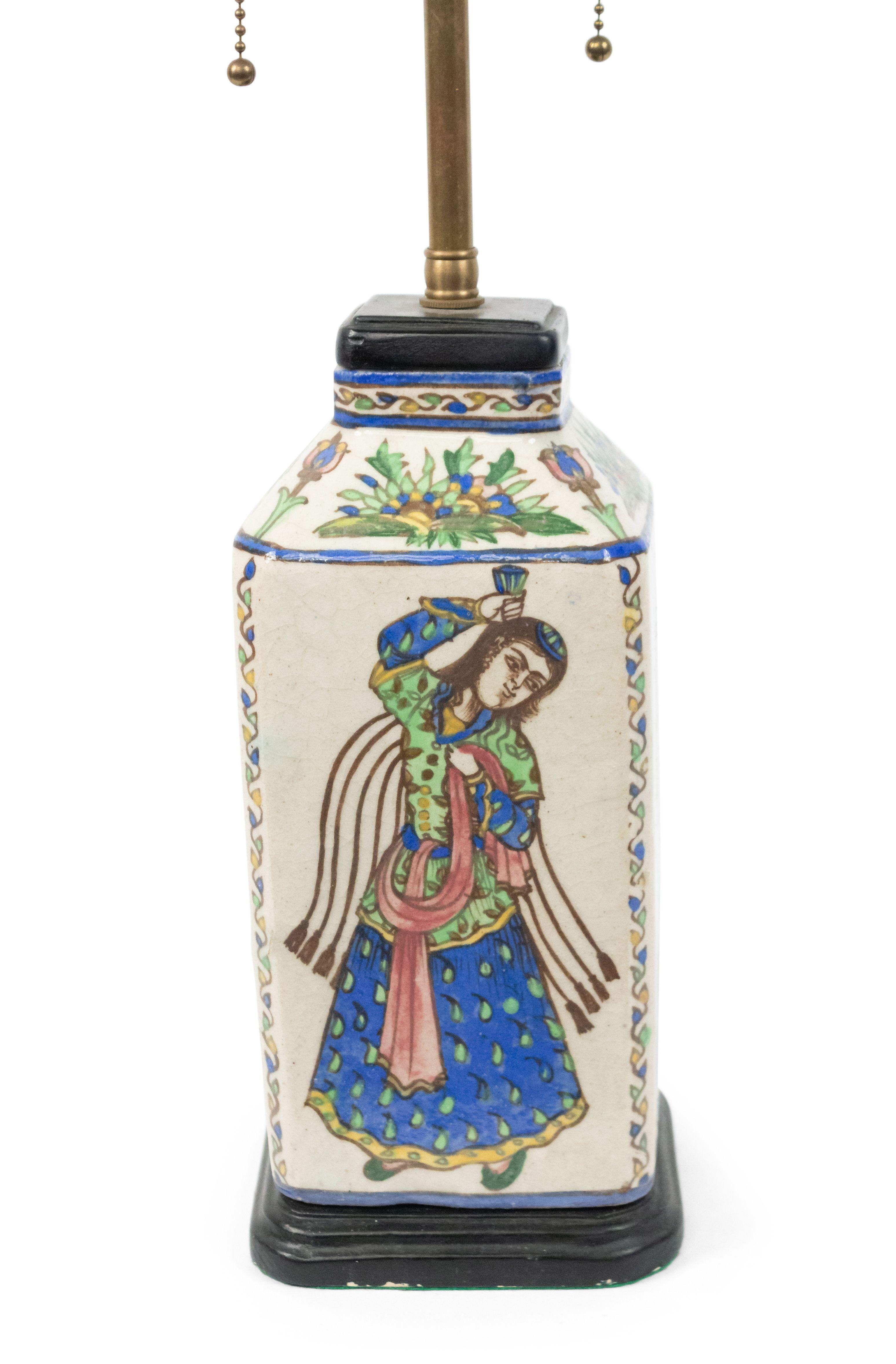 Pair of Persian Style Folk Earthenware Vase Table Lamps For Sale 3