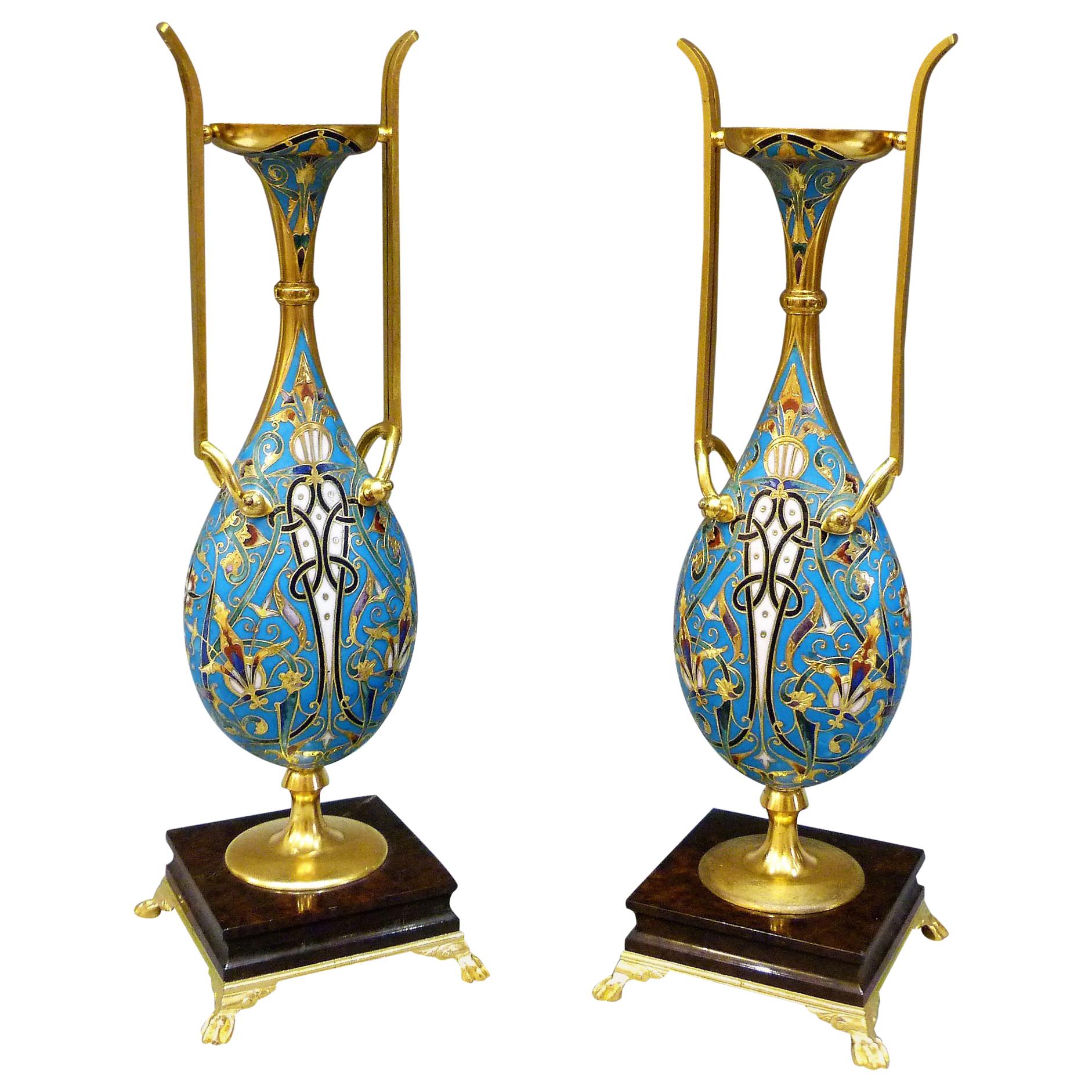 Pair of Persian Style Vases, Ferdinand Barbedienne and Louis-Constant Sévin For Sale