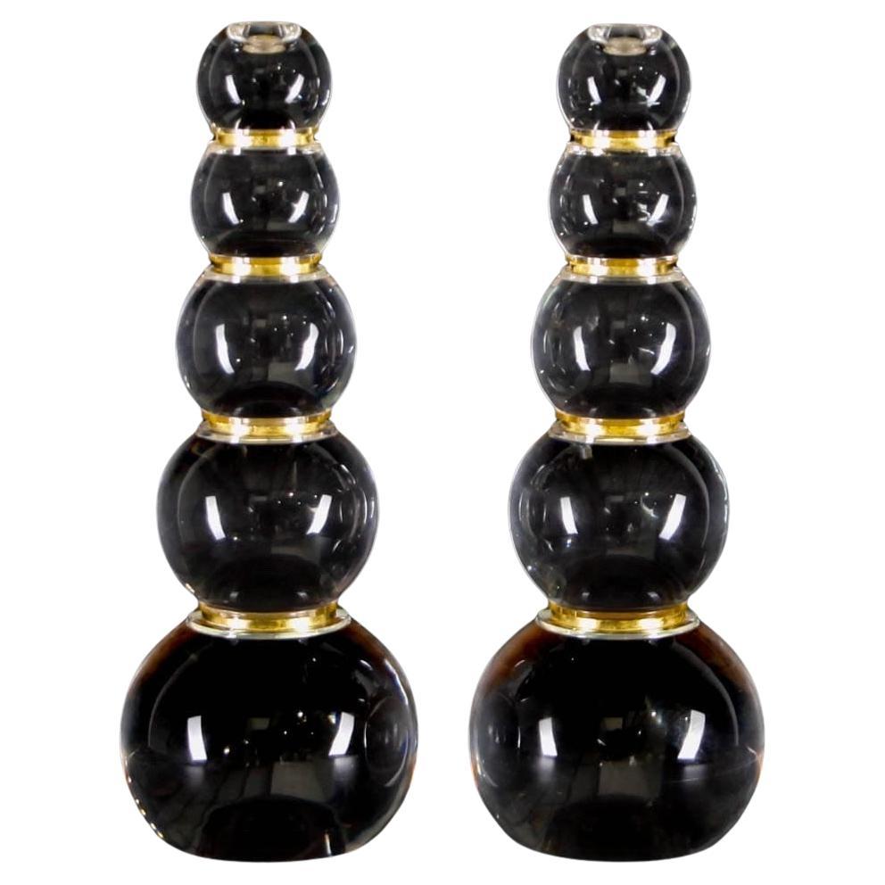 Pair of Perspex candlesticks