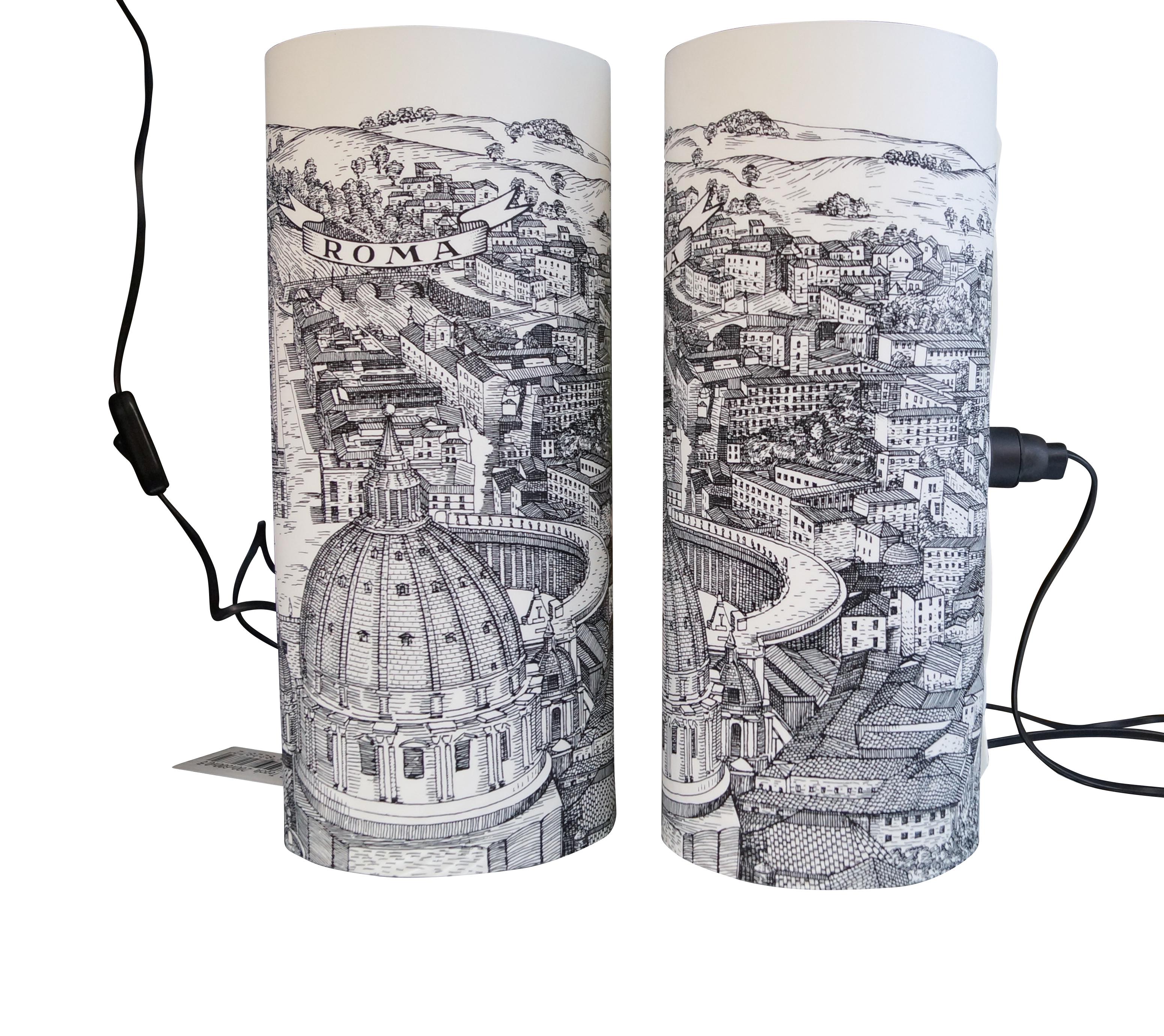 Italian Pair of Perspex Table Lamps Fornasetti for Antonangeli, Roma, Italy, 1995 For Sale