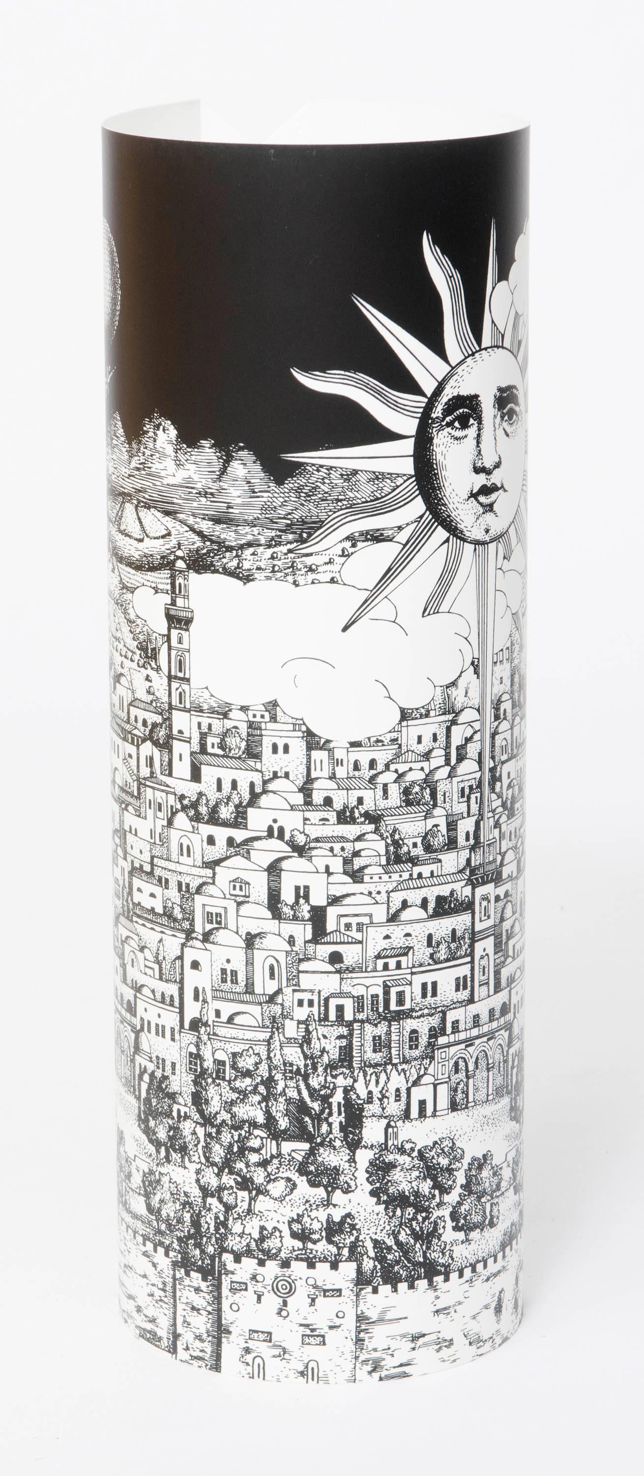 A pair of table lamps by Barnaba Fornasetti
“Gerusalem”
Printed and colored perspex
Made by Fornasetti and Antonangeli Iluminazione. Paderno Dugano.
Italy, 1995
Measures: 60 cm H x 25cm W.
   