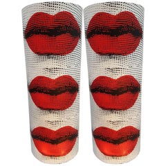 Pair of Perspex Table Lamps Kisses by Barnaba Fornasetti, Italy