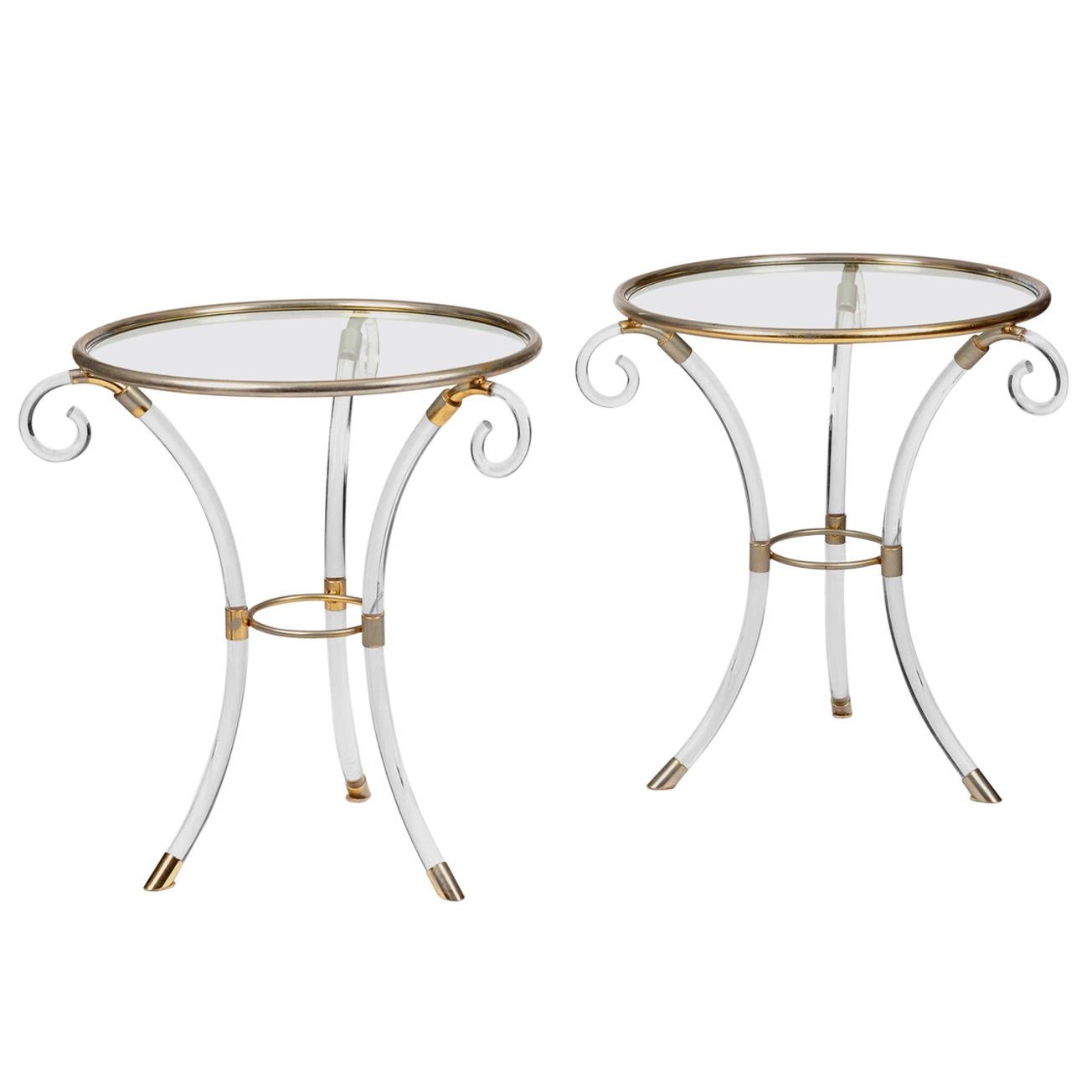Pair of Perspex Tables After Maison Jansen