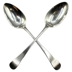 Pair of Peter, Ann & William Bateman Sterling Silver Tablespoons, London, 1801