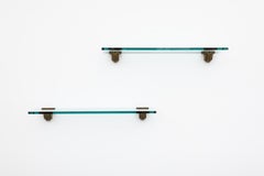 Pair of Peter Ghyczy Pioneer 'R07' Glass and Brass Shelves