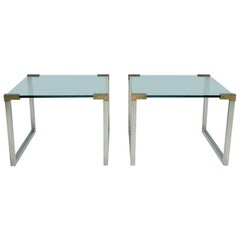 Pair of Peter Ghyczy Side Tables in Glass and Brass, 1970s