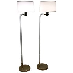 Pair of Peter Hamburger for Knoll Lucite and Brass Floor Lamps, 1970s