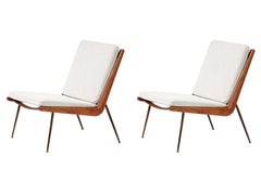 Pair of Peter Hvidt 1950s Teak Boomerang Chairs