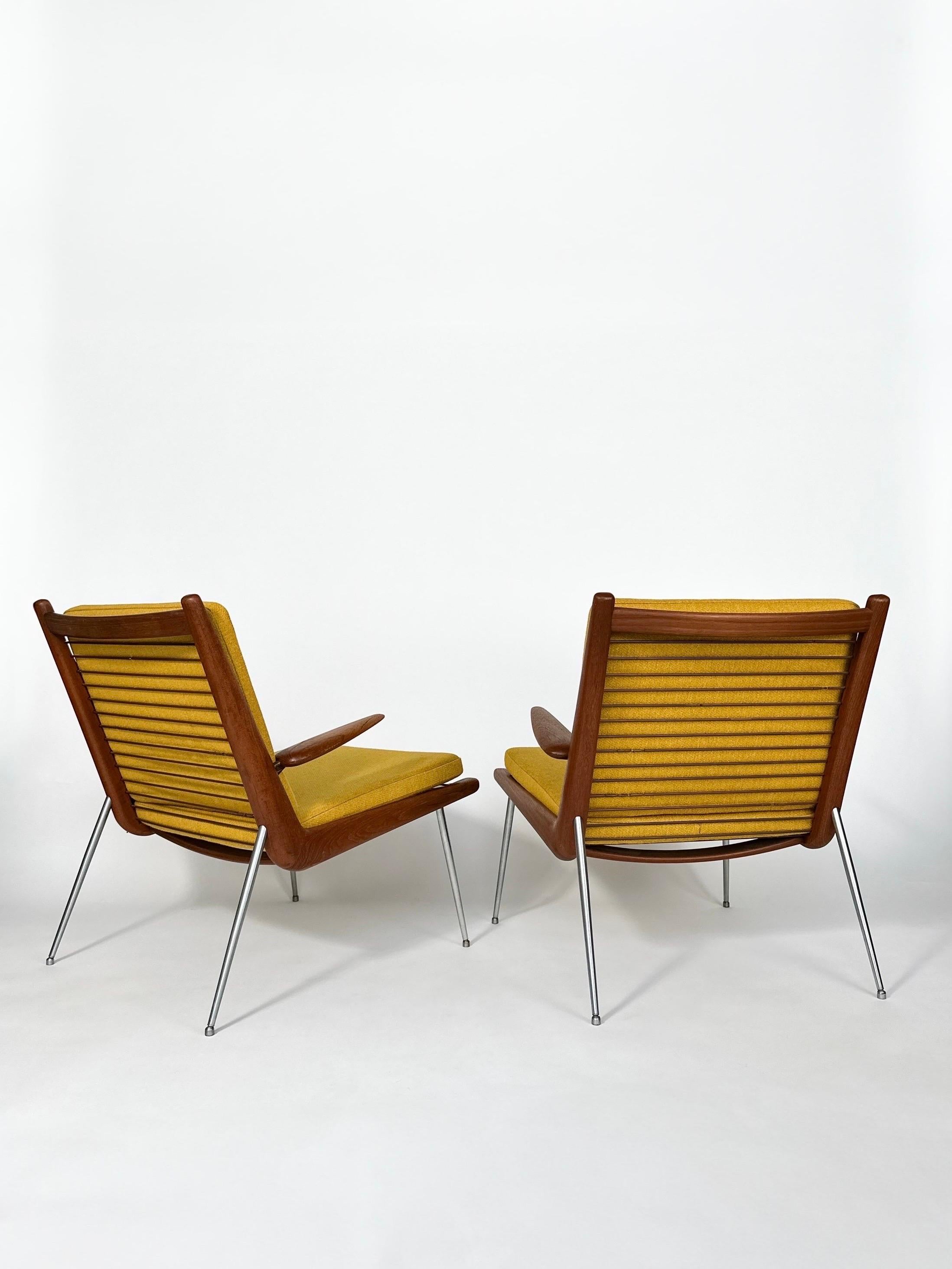 Ein Paar Boomerang-Stühle von Peter Hvidt & Orla Molgaard Nielsen, Frankreich & Sohn, 1960er Jahre (Handgefertigt) im Angebot