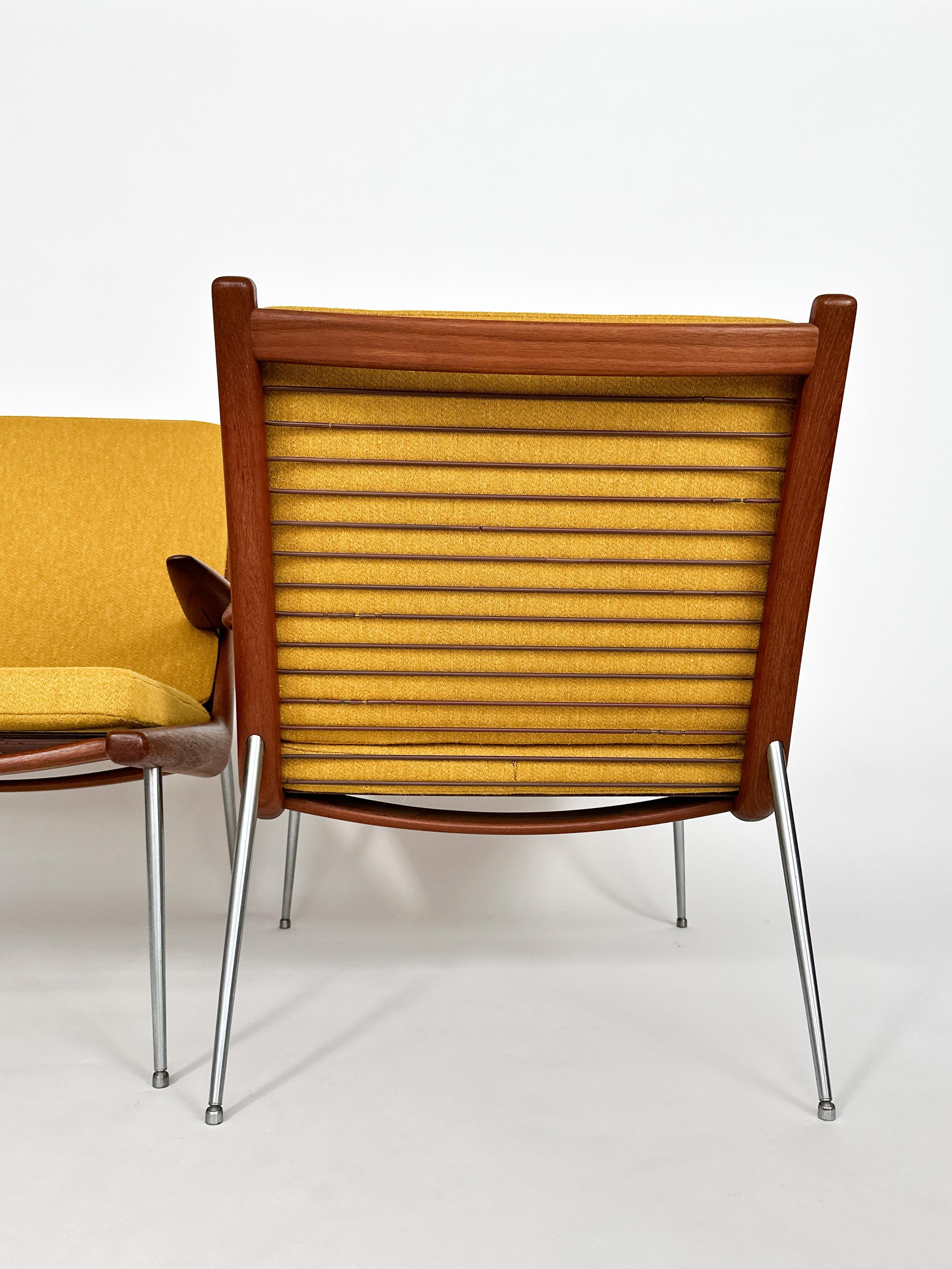 Ein Paar Boomerang-Stühle von Peter Hvidt & Orla Molgaard Nielsen, Frankreich & Sohn, 1960er Jahre (Edelstahl) im Angebot