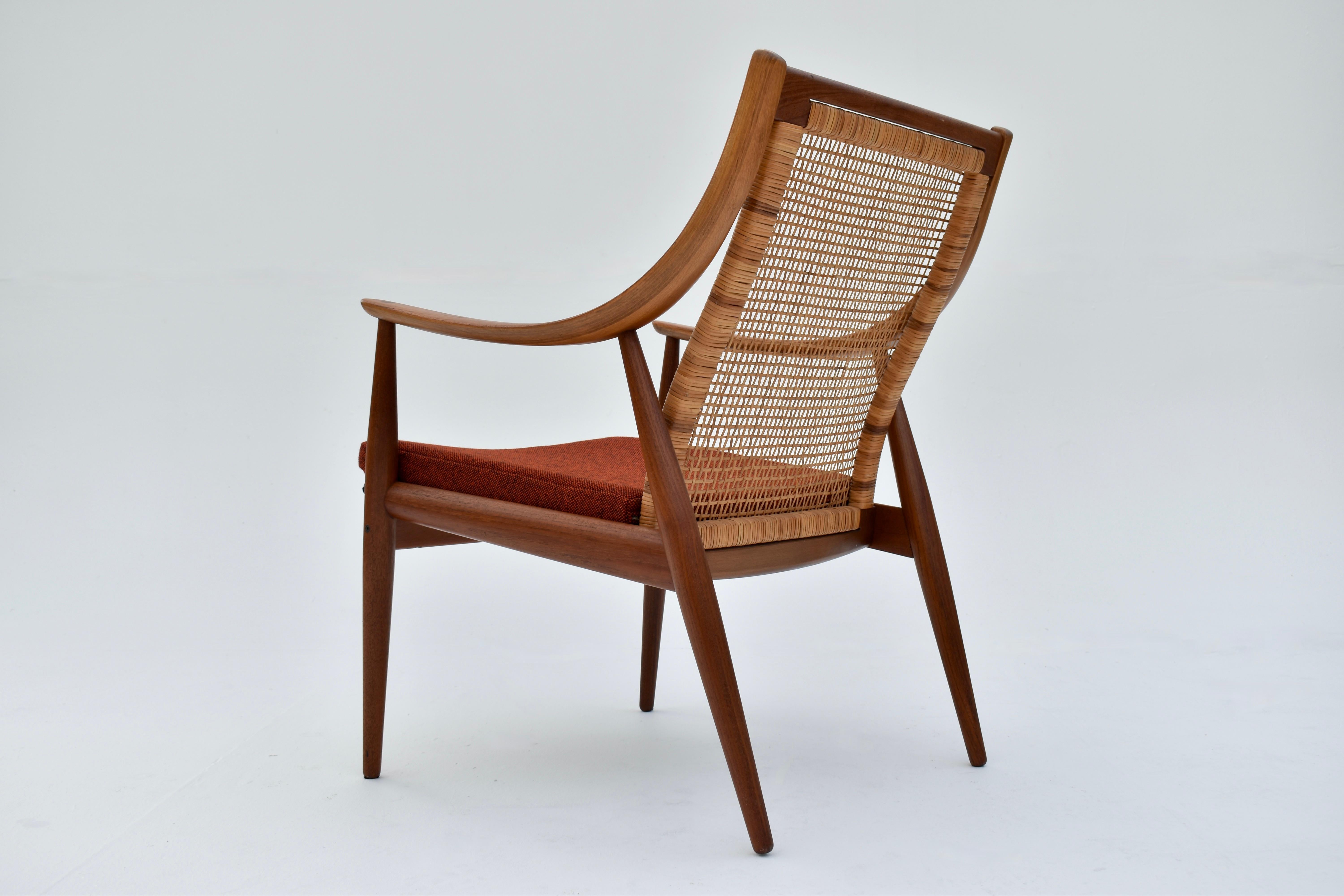 Pair Of Peter Hvidt & Orla Molgaard Nielsen Model 147 Teak & Rattan Chairs 4