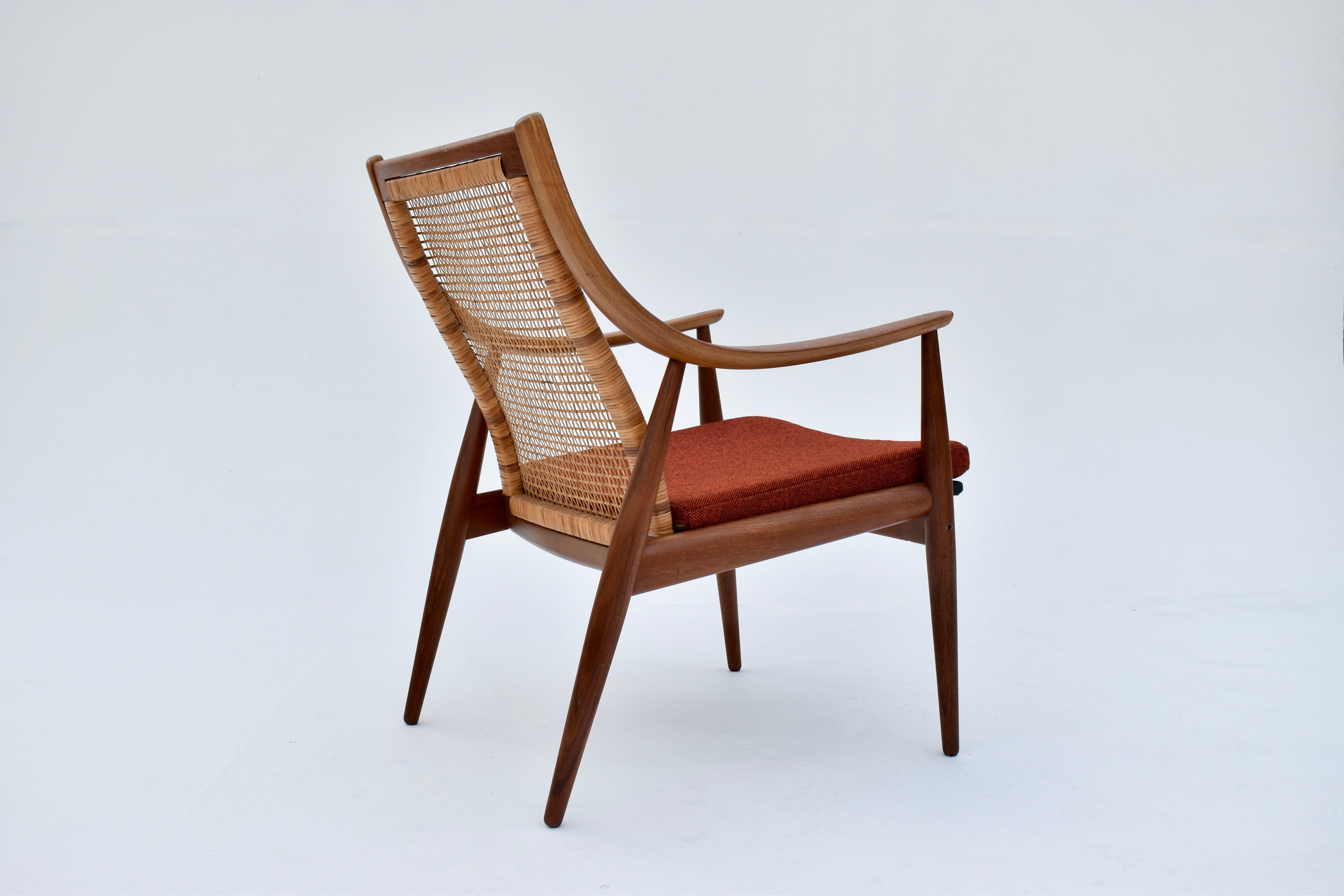 Pair Of Peter Hvidt & Orla Molgaard Nielsen Model 147 Teak & Rattan Chairs 5