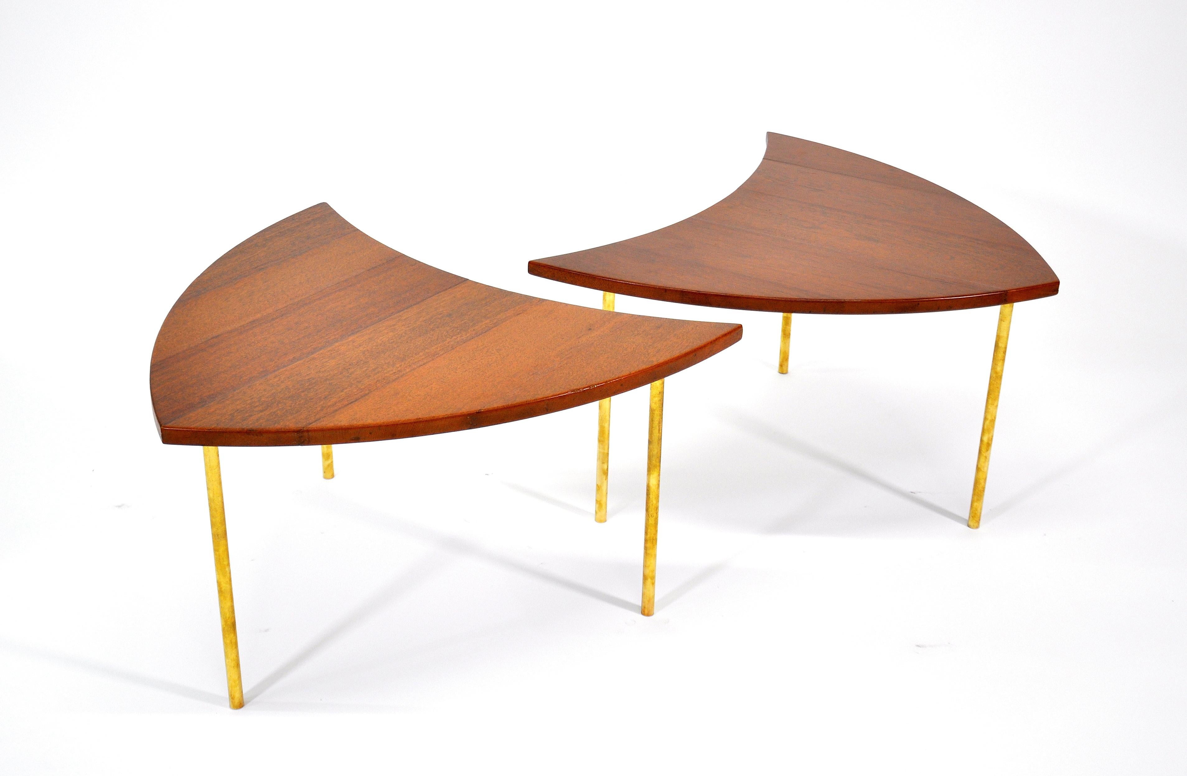 Danish Pair of Peter Hvidt Teak and Brass Side Tables, Denmark, 1960s