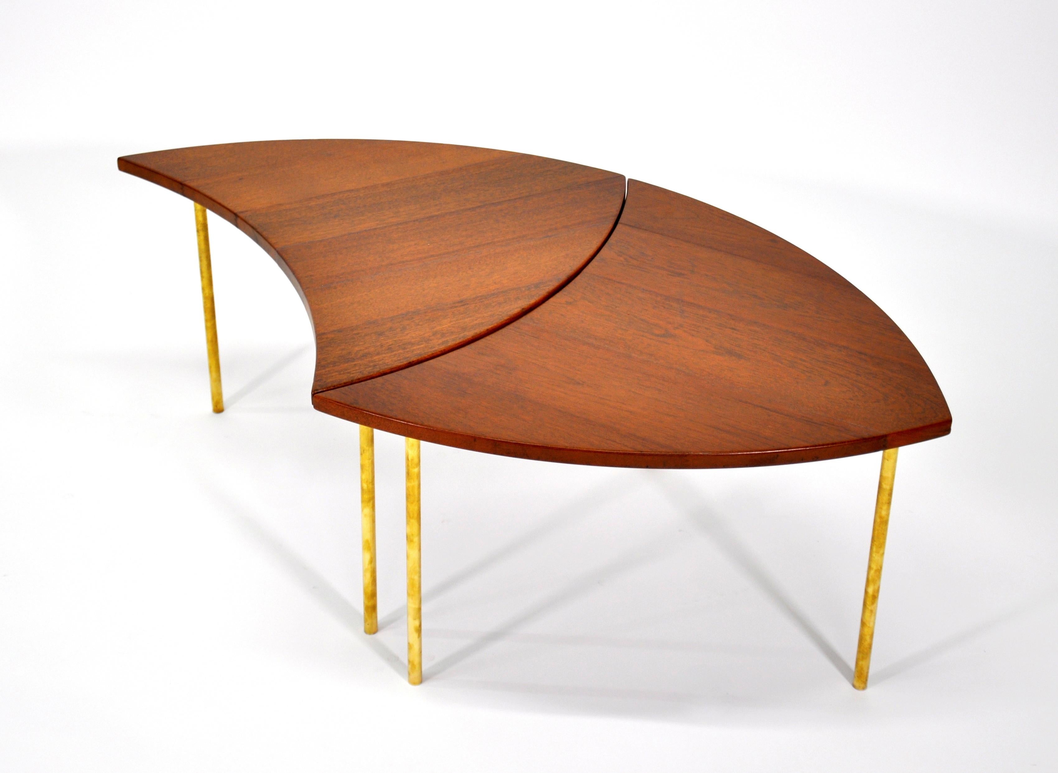 Mid-20th Century Pair of Peter Hvidt Teak and Brass Side Tables, Denmark, 1960s