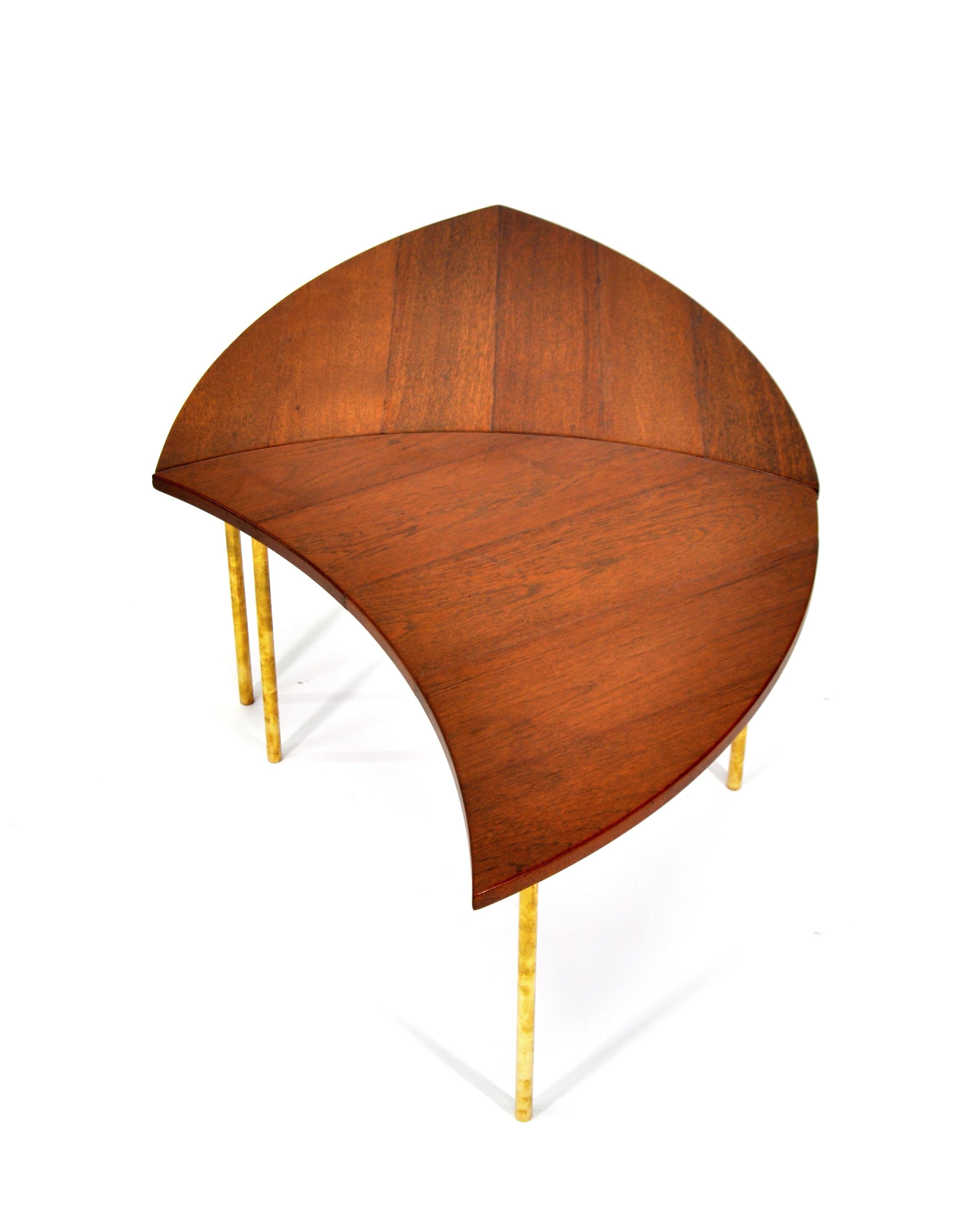 Pair of Peter Hvidt Teak and Brass Side Tables, Denmark, 1960s 1