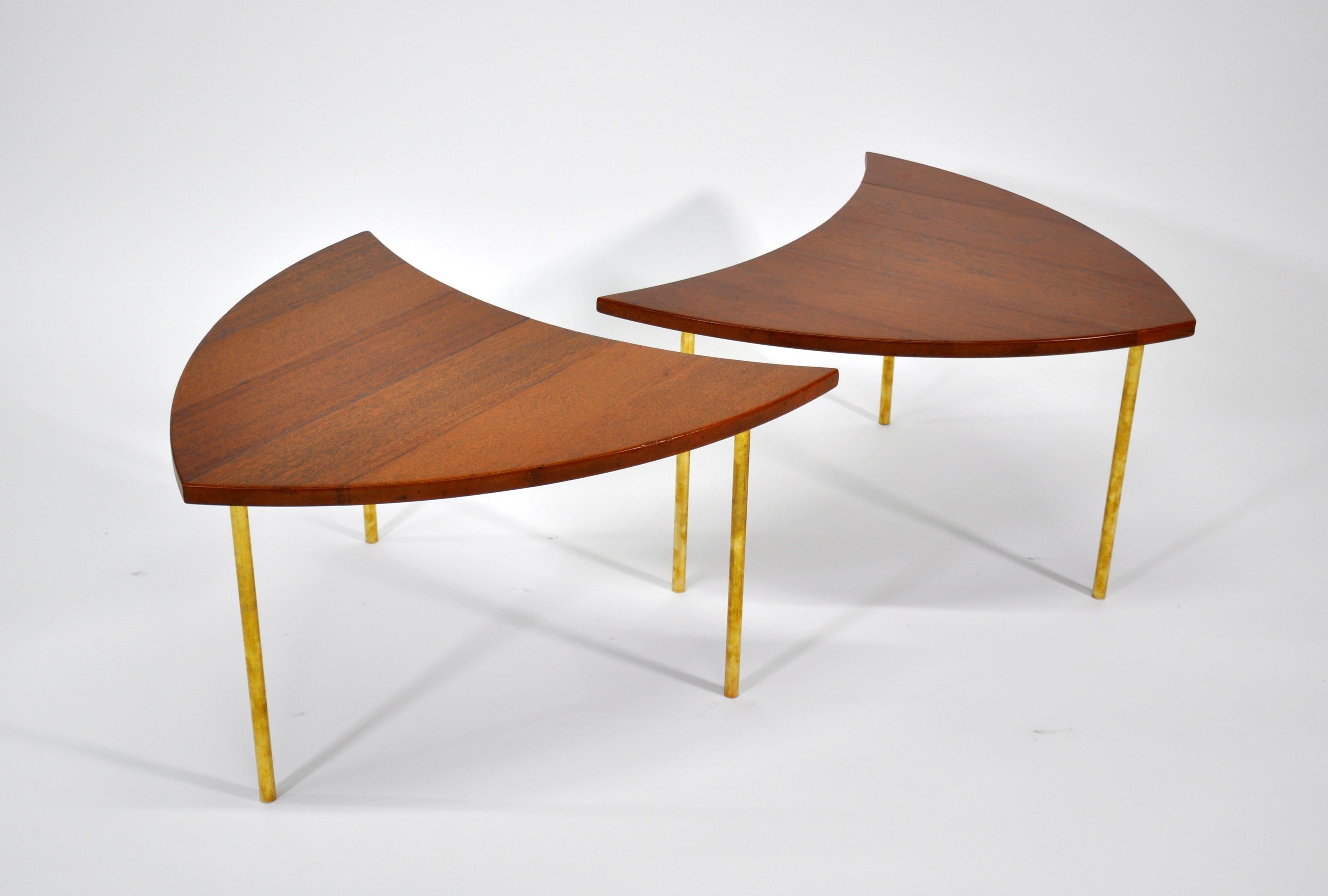 Pair of Peter Hvidt Teak and Brass Side Tables, Denmark, 1960s 3