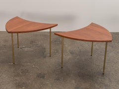 Pair of Peter Hvidt Teak Crescent Tables