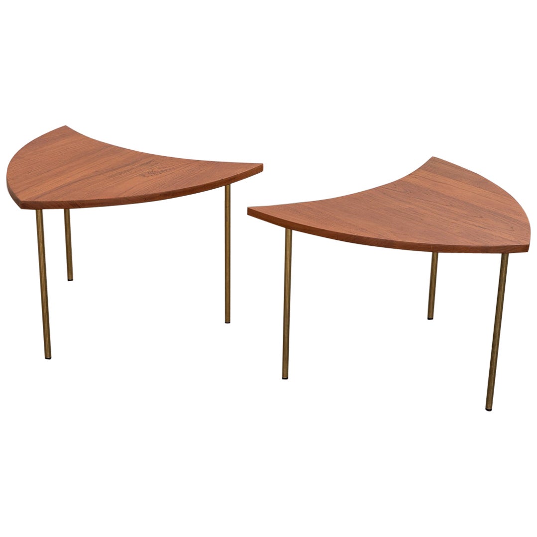 Pair of Peter Hvidt Teak Crescent Tables