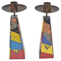 Pair of Peter Max Attribution Candle Holders