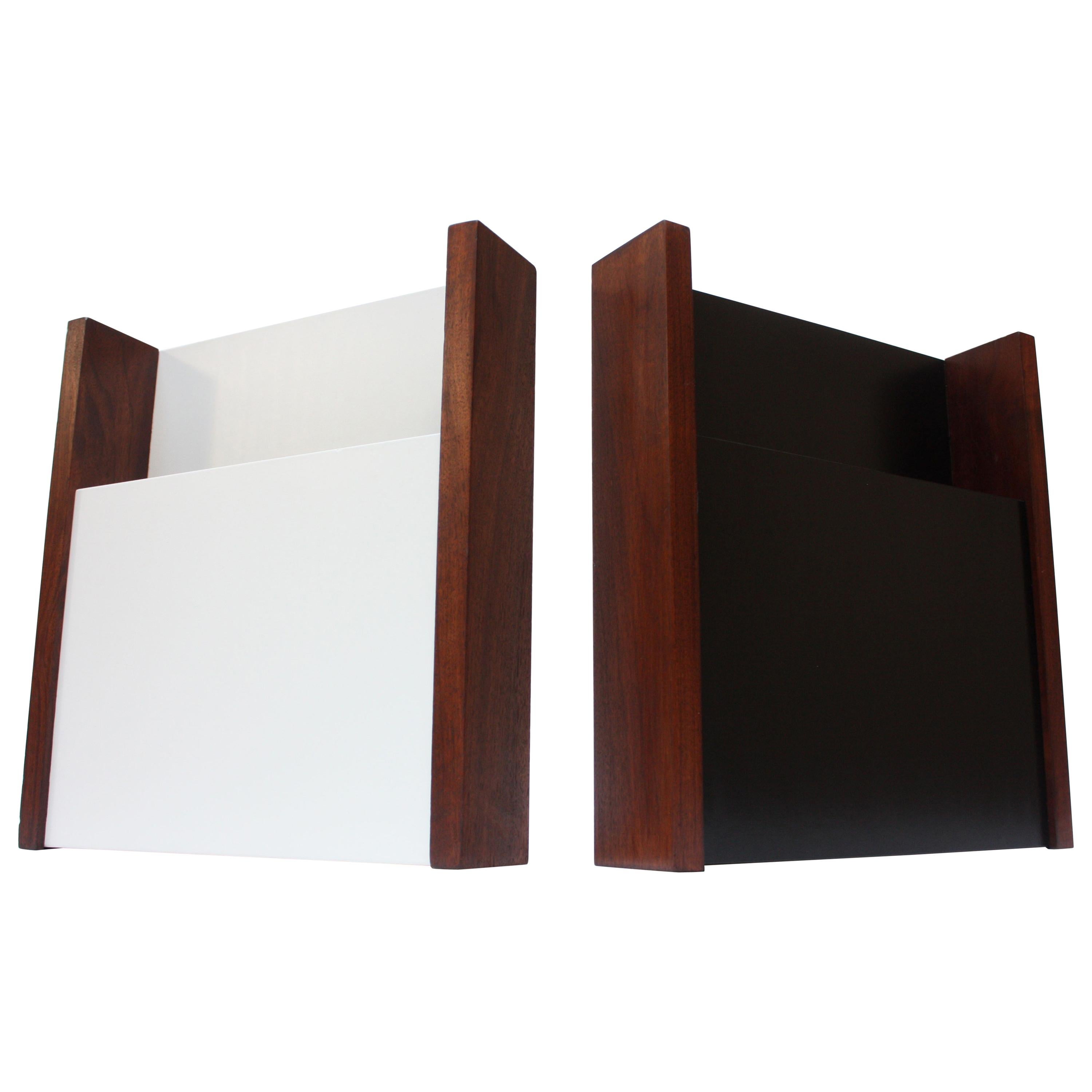 Pair of Peter Pepper Black and White Wall-Mounted Magazine Holders For Sale