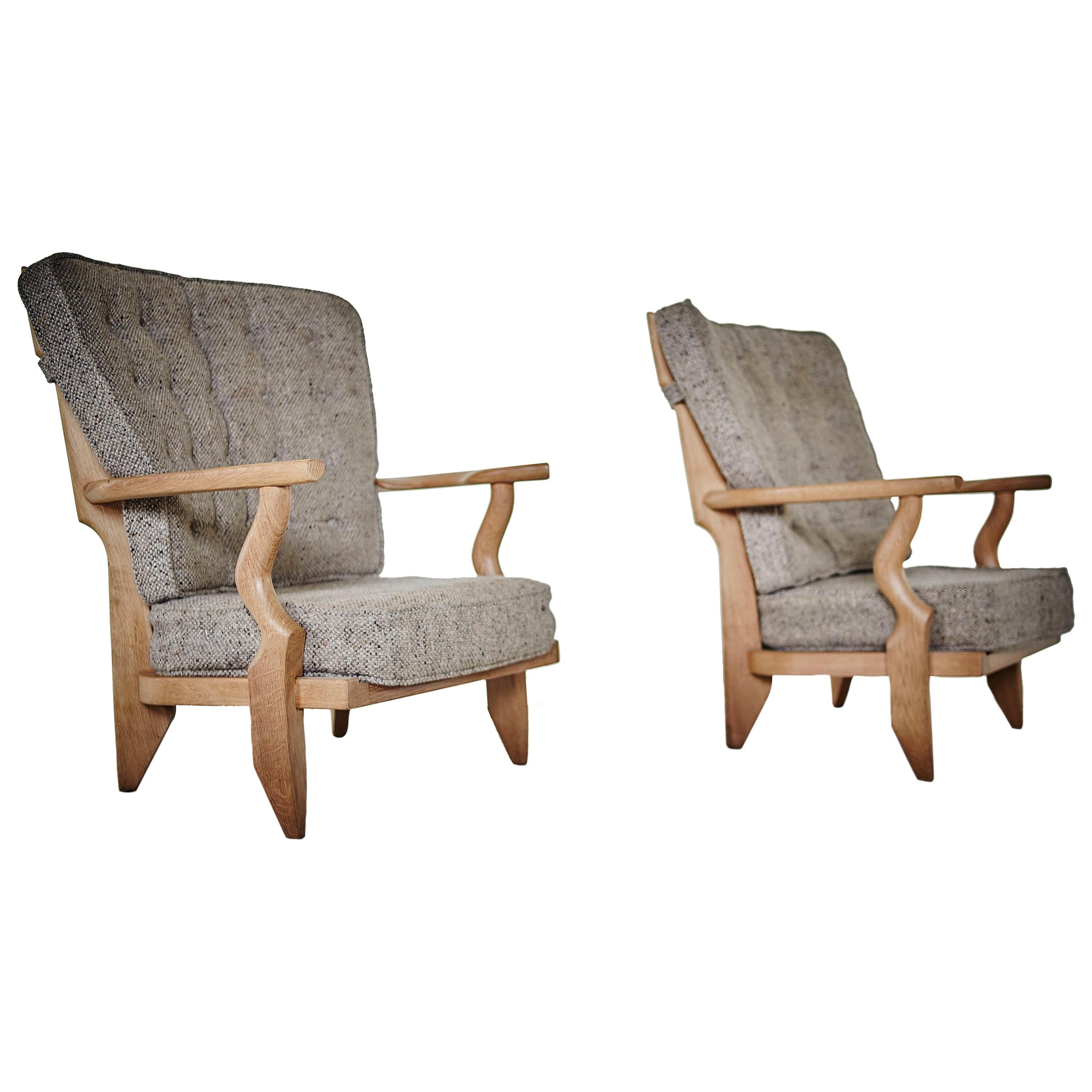 Pair of Petit Repos, Guillerme et Chambron with Original Fabric, 1960 For Sale