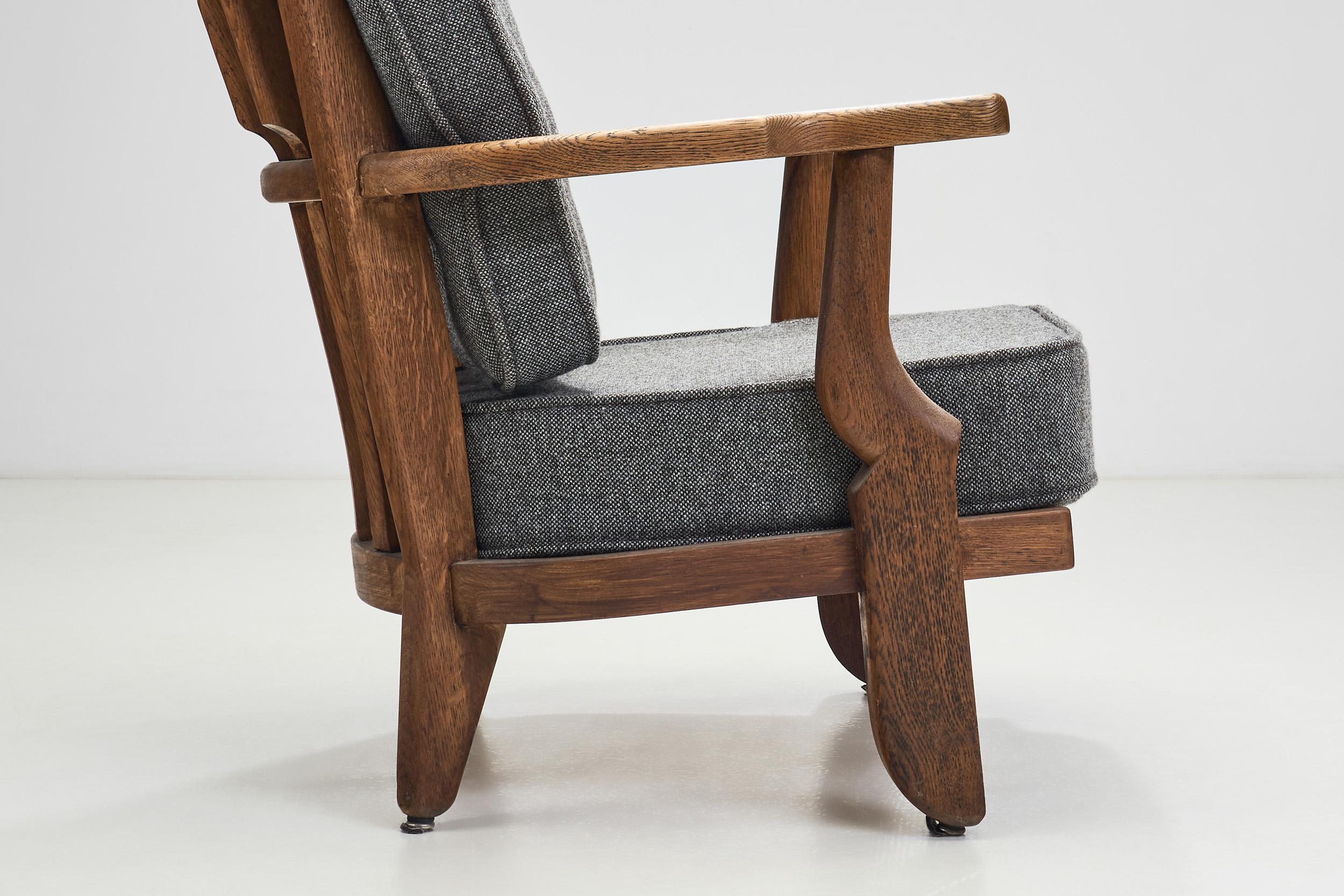 Pair of “Petit Repos” Lounge Chairs by Guillerme et Chambron, France 1950s 6