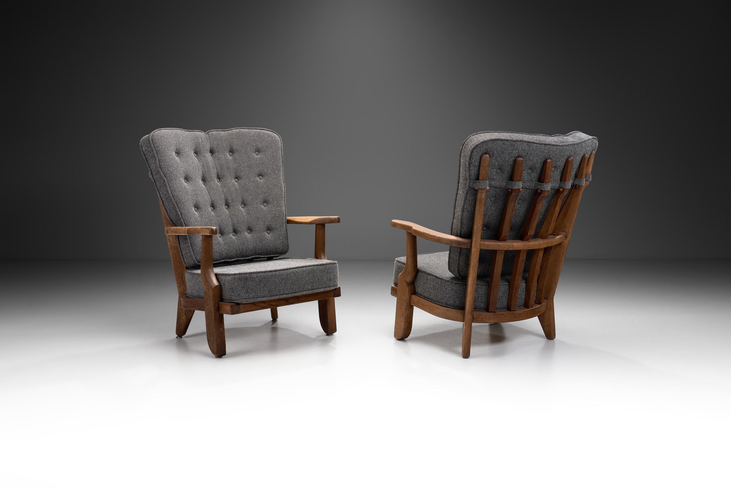 French Pair of “Petit Repos” Lounge Chairs by Guillerme et Chambron, France 1950s