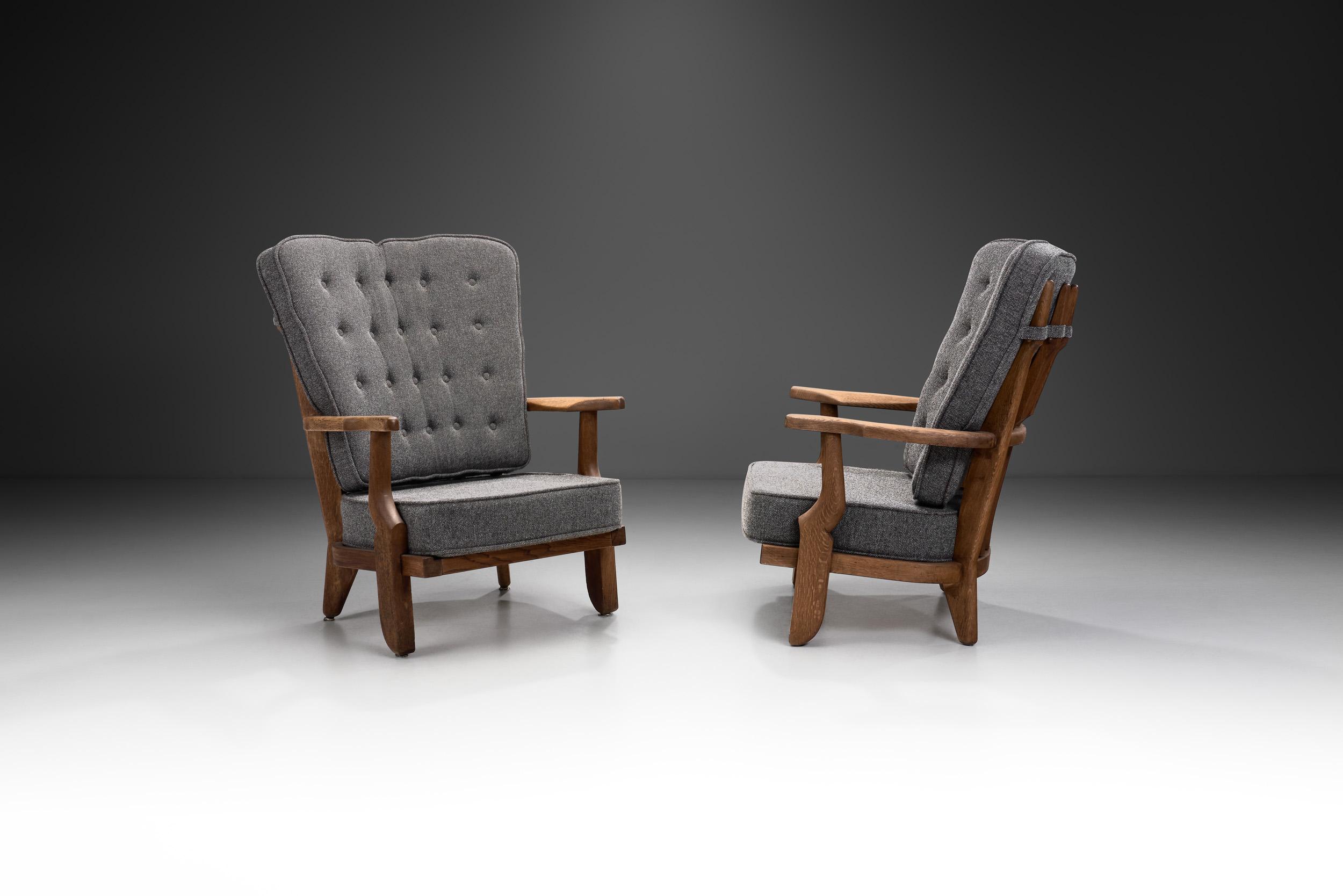 Pair of “Petit Repos” Lounge Chairs by Guillerme et Chambron, France 1950s In Good Condition In Utrecht, NL