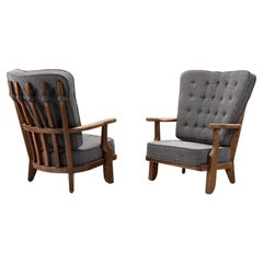 Pair of “Petit Repos” Lounge Chairs by Guillerme et Chambron, France 1950s
