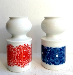 Pareja de jarrones petit segmentados de Olle Alberius para Rörstrand, Suecia, años 60