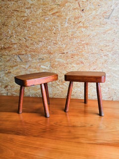 Pair of Petite 1950s Forme Libre Tripod Stools, France