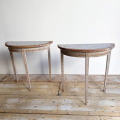 Pair of Petite 19th Century Gustavian Demi Lunes