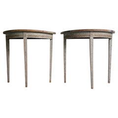Pair of Petite 19th Century Gustavian Demi Lunes