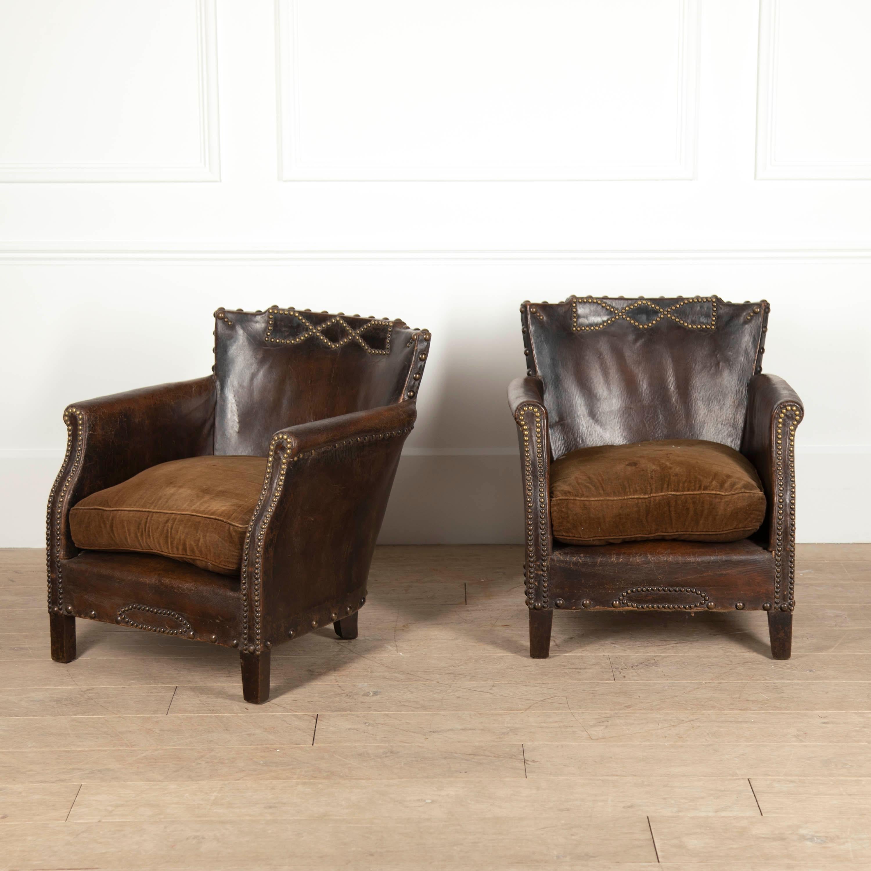 Pair of Petite 20th Century French Club Chairs 4