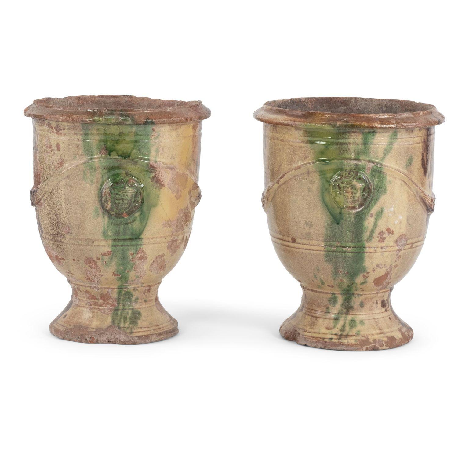 French Pair of Petite Anduze Jars For Sale