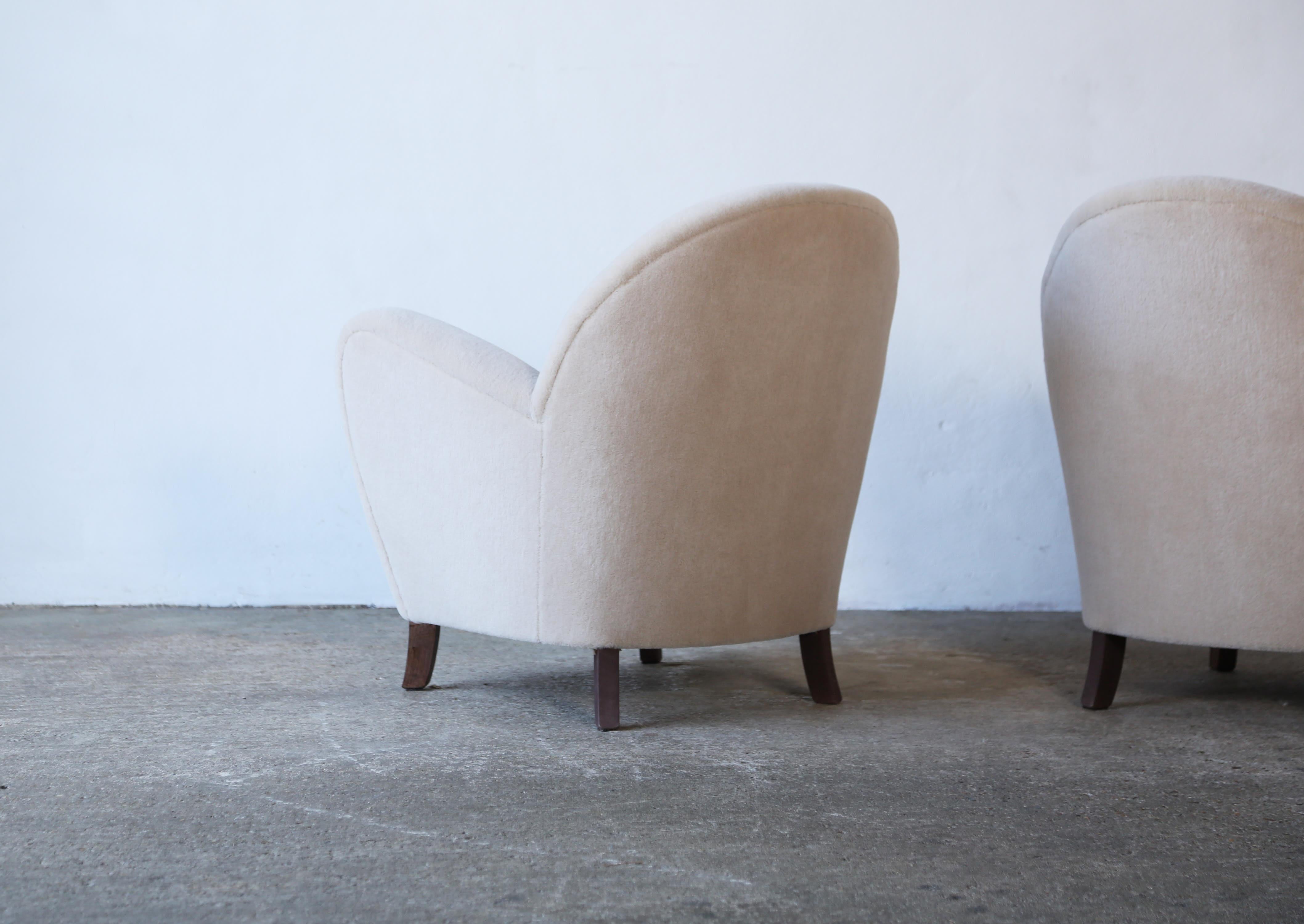 Pair of Charming Armchairs, Upholstered in Pure Alpaca For Sale 4