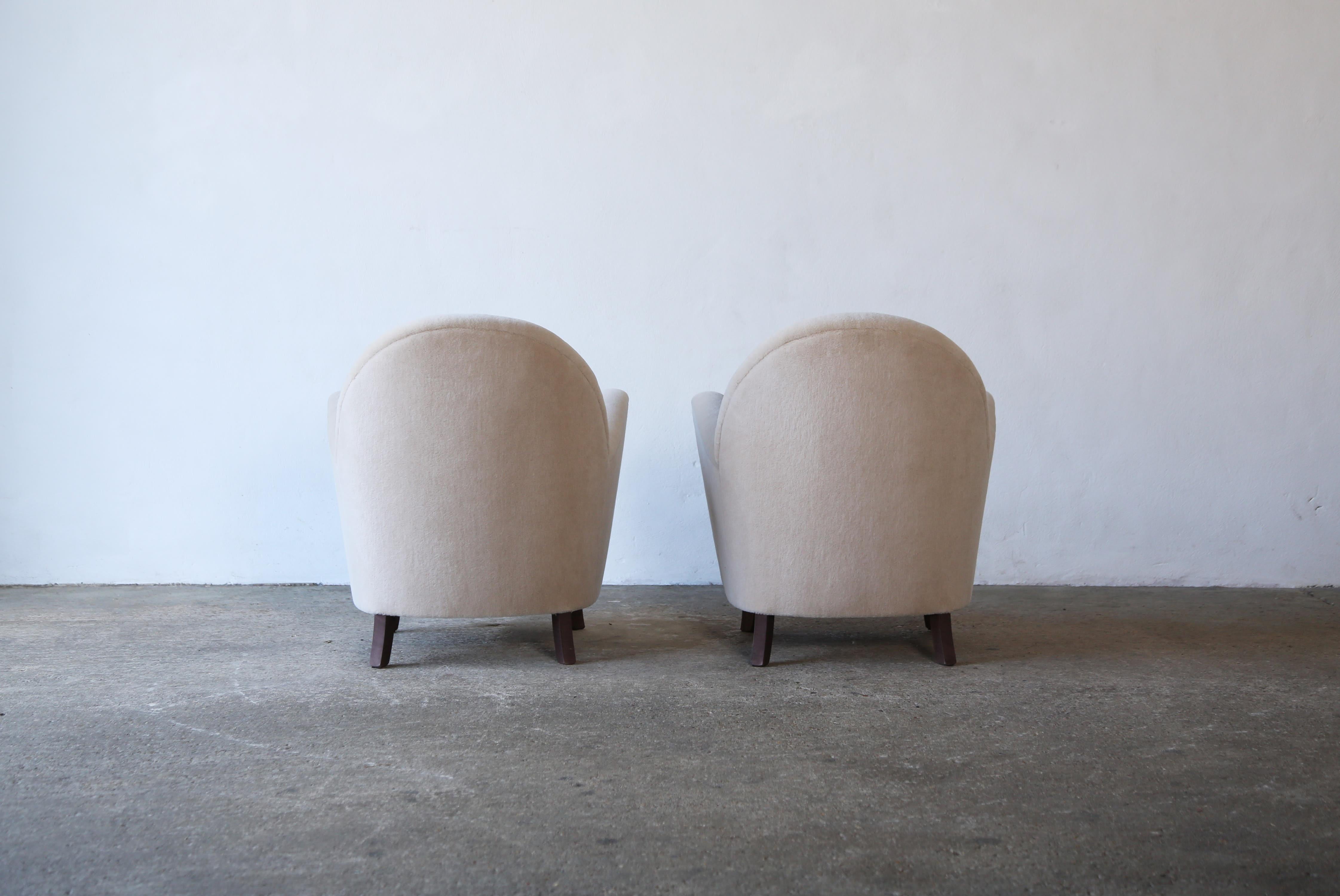 Pair of Charming Armchairs, Upholstered in Pure Alpaca For Sale 5
