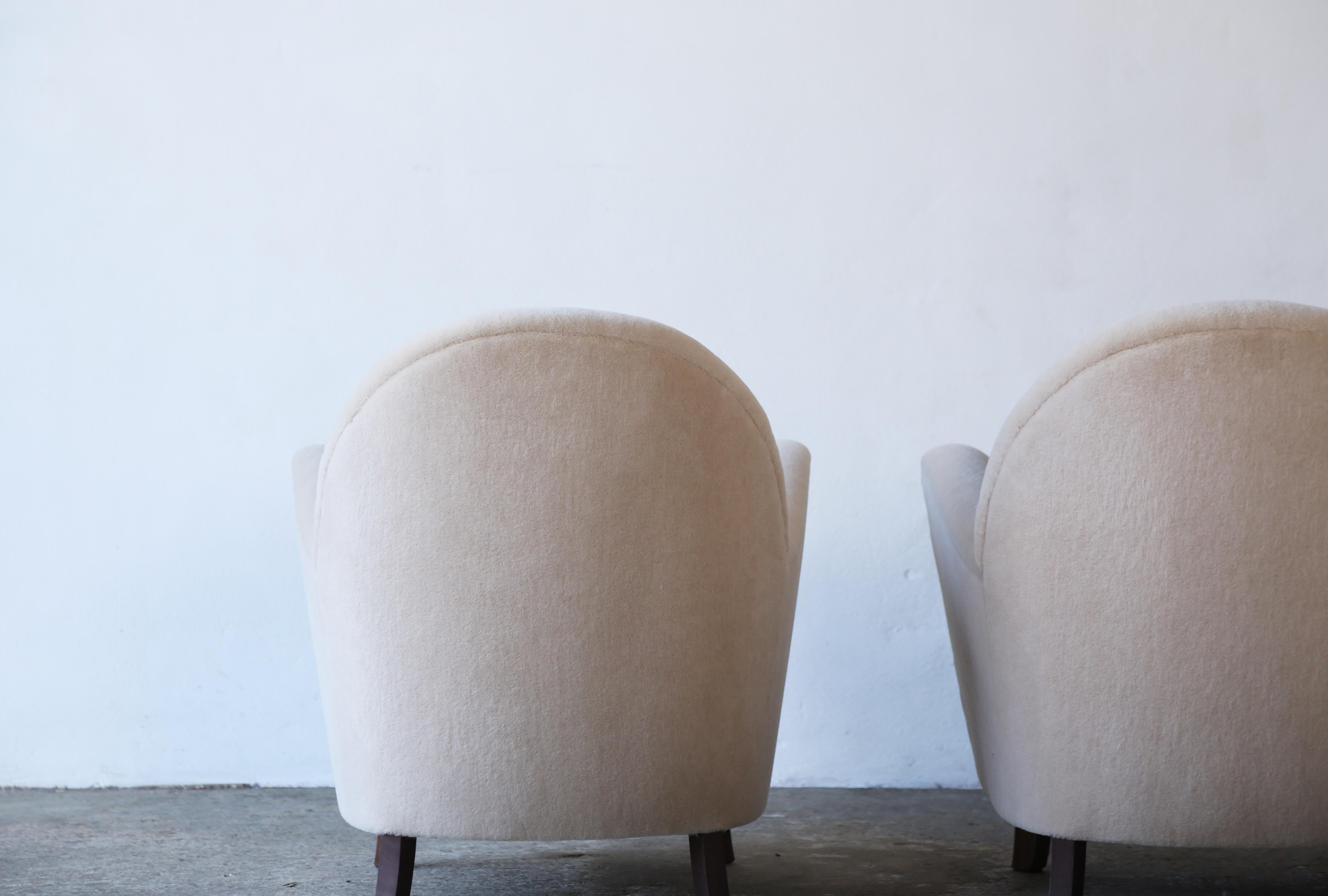 Pair of Charming Armchairs, Upholstered in Pure Alpaca For Sale 6