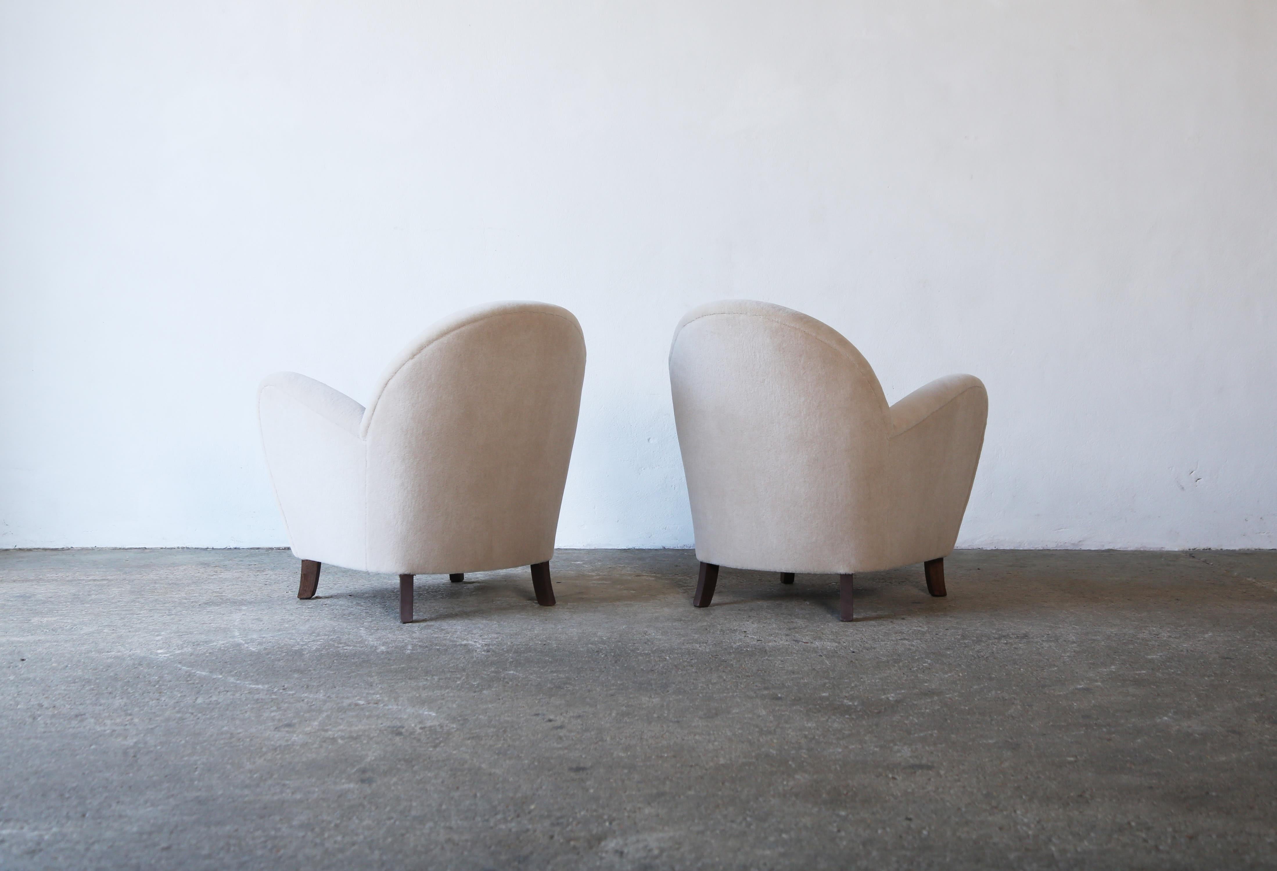 Pair of Charming Armchairs, Upholstered in Pure Alpaca For Sale 2
