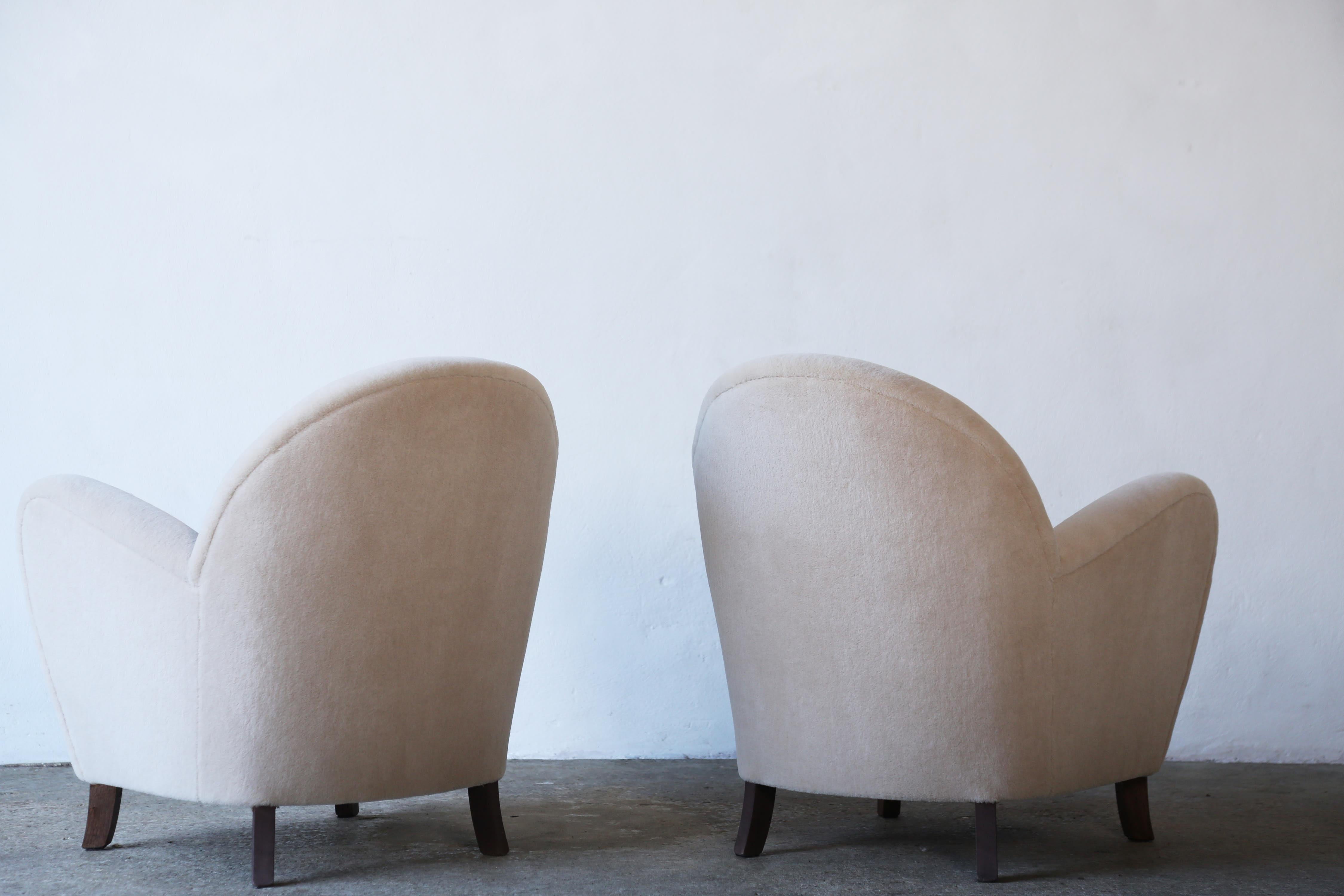 Pair of Charming Armchairs, Upholstered in Pure Alpaca For Sale 3