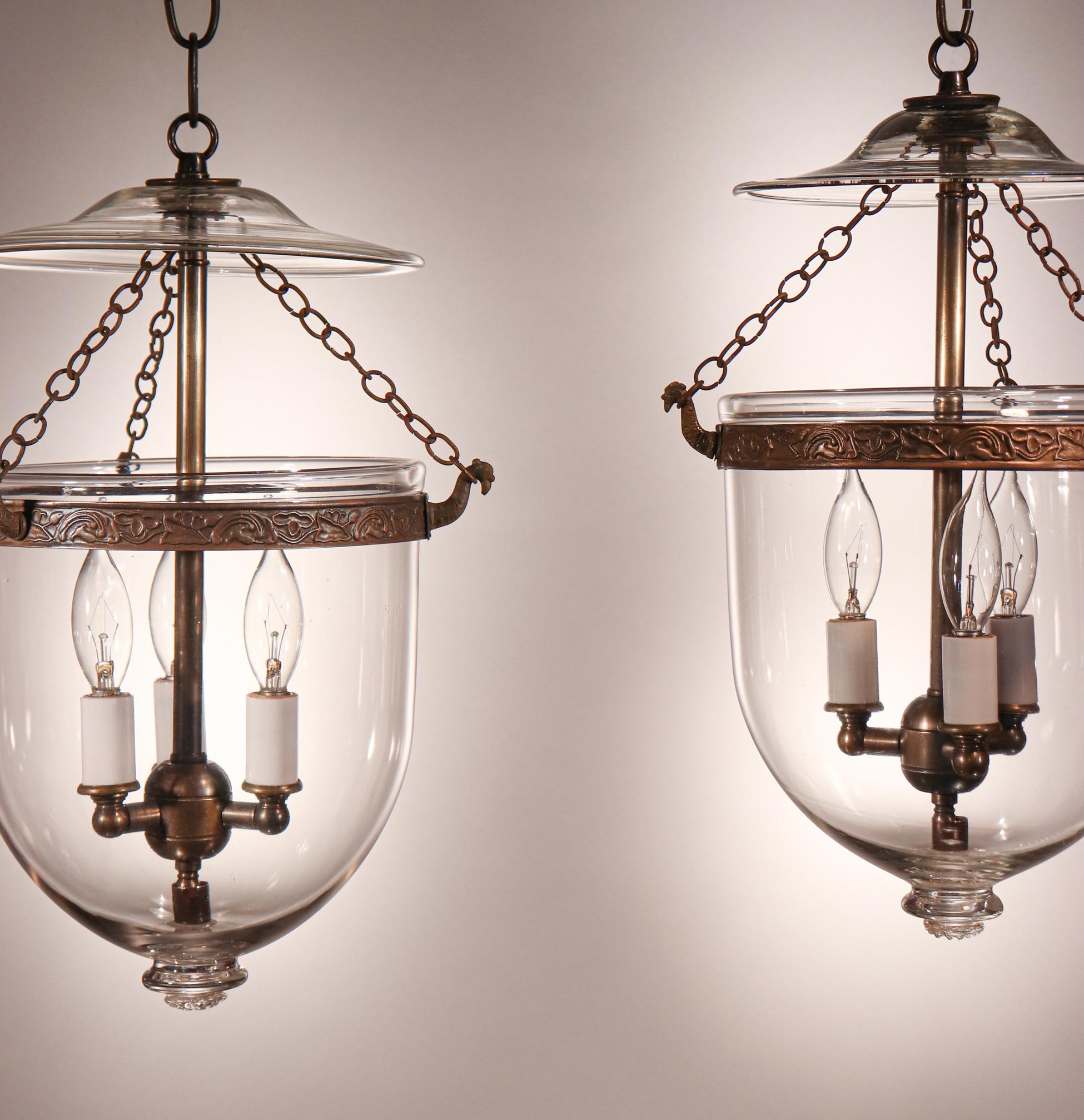 Victorian Pair of Petite Bell Jar Lanterns
