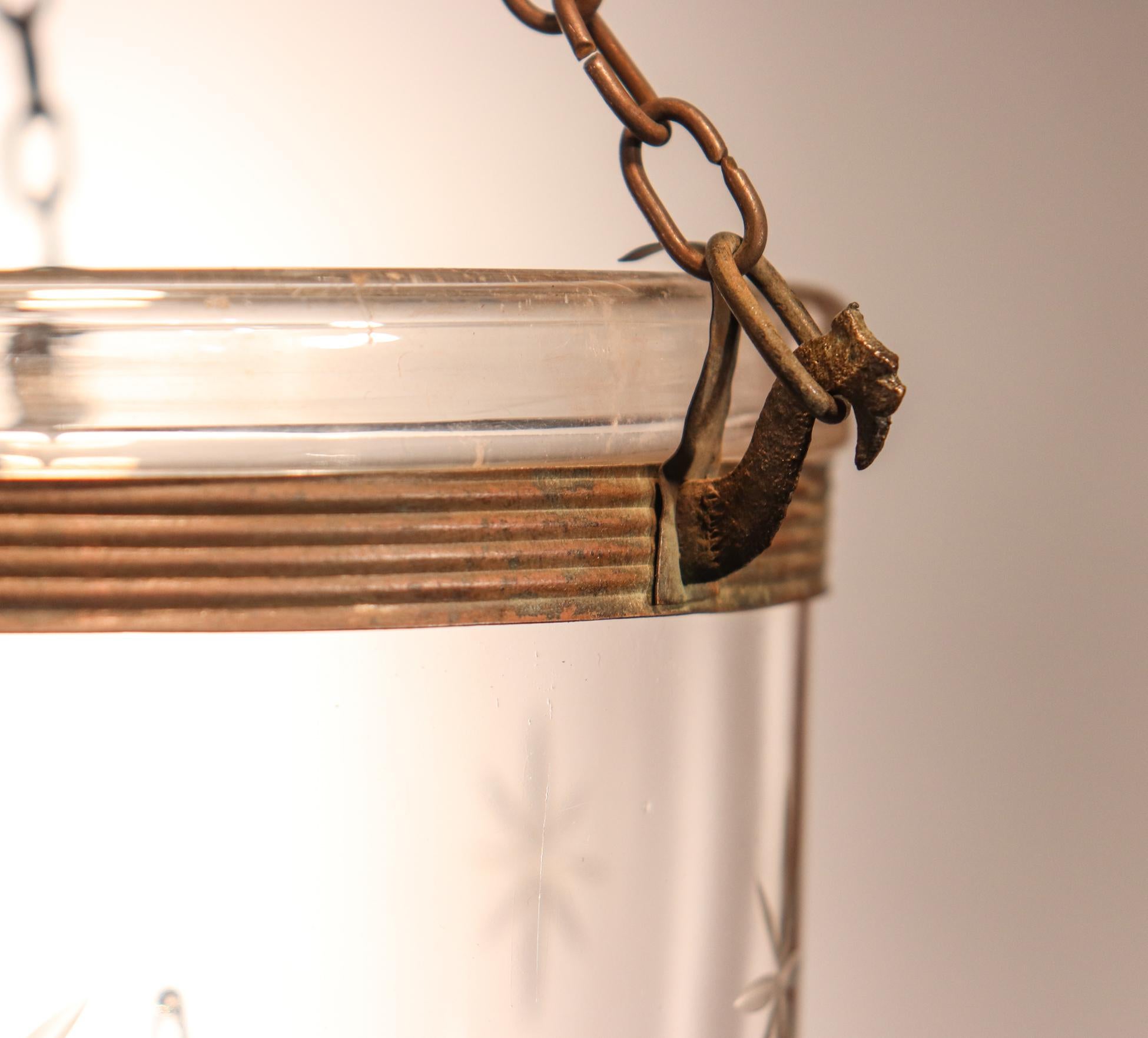 Pair of Petite Bell Jar Lanterns with Star Etching 1