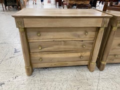 Pair of Petite Bleached French Empire Style Four-Drawer Commodes