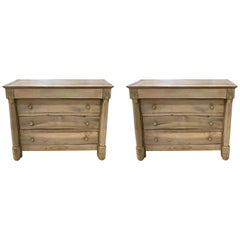 Pair of Petite Bleached French Empire Style Four-Drawer Commodes