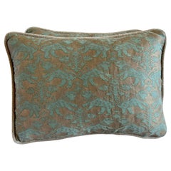 Pair of Petite Blue 
Silvery Gold Fortuny Pillows