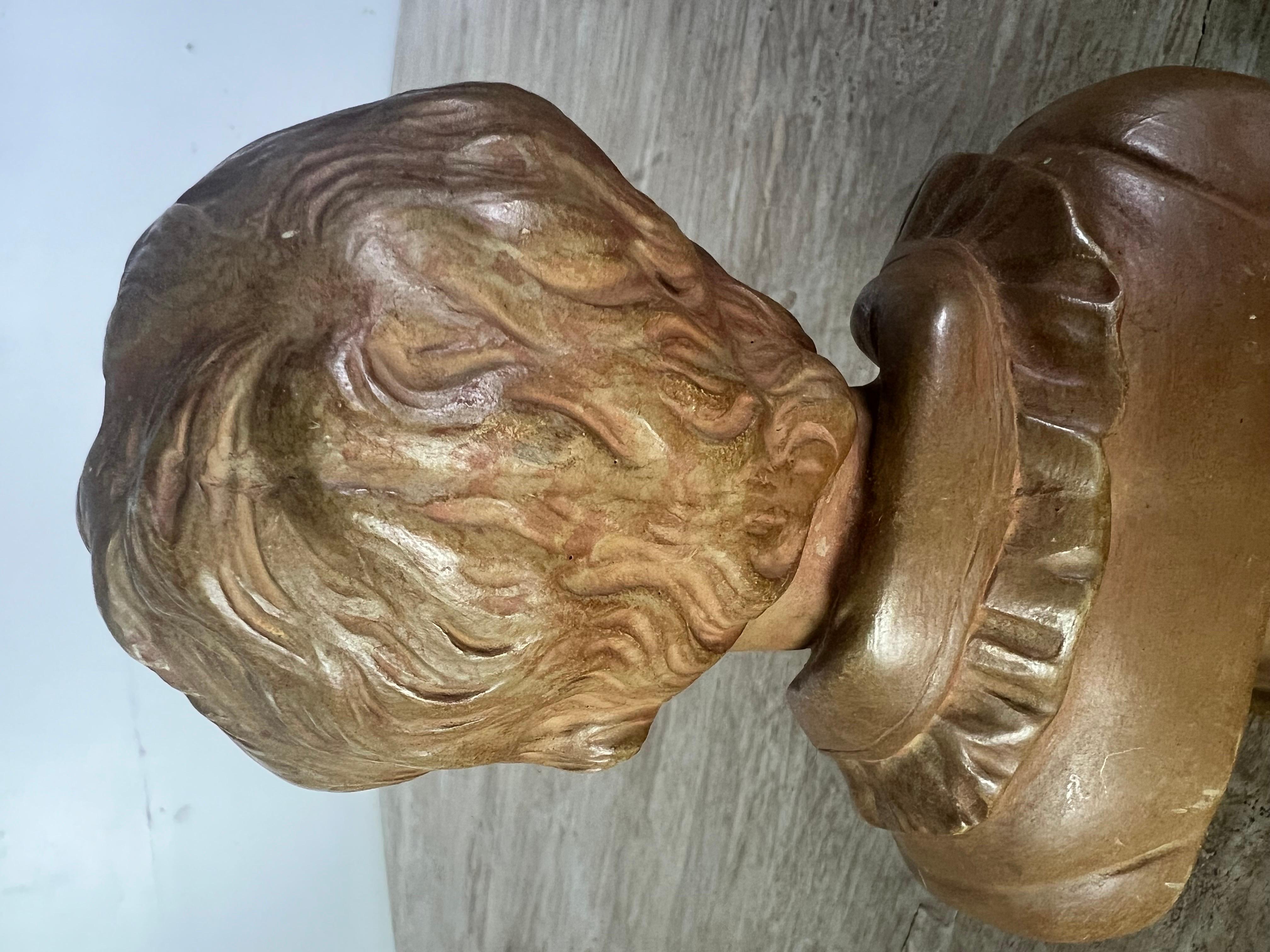 Pair of Petite Borghese Terra Cotta Busts C. 1960's In Good Condition For Sale In Los Angeles, CA