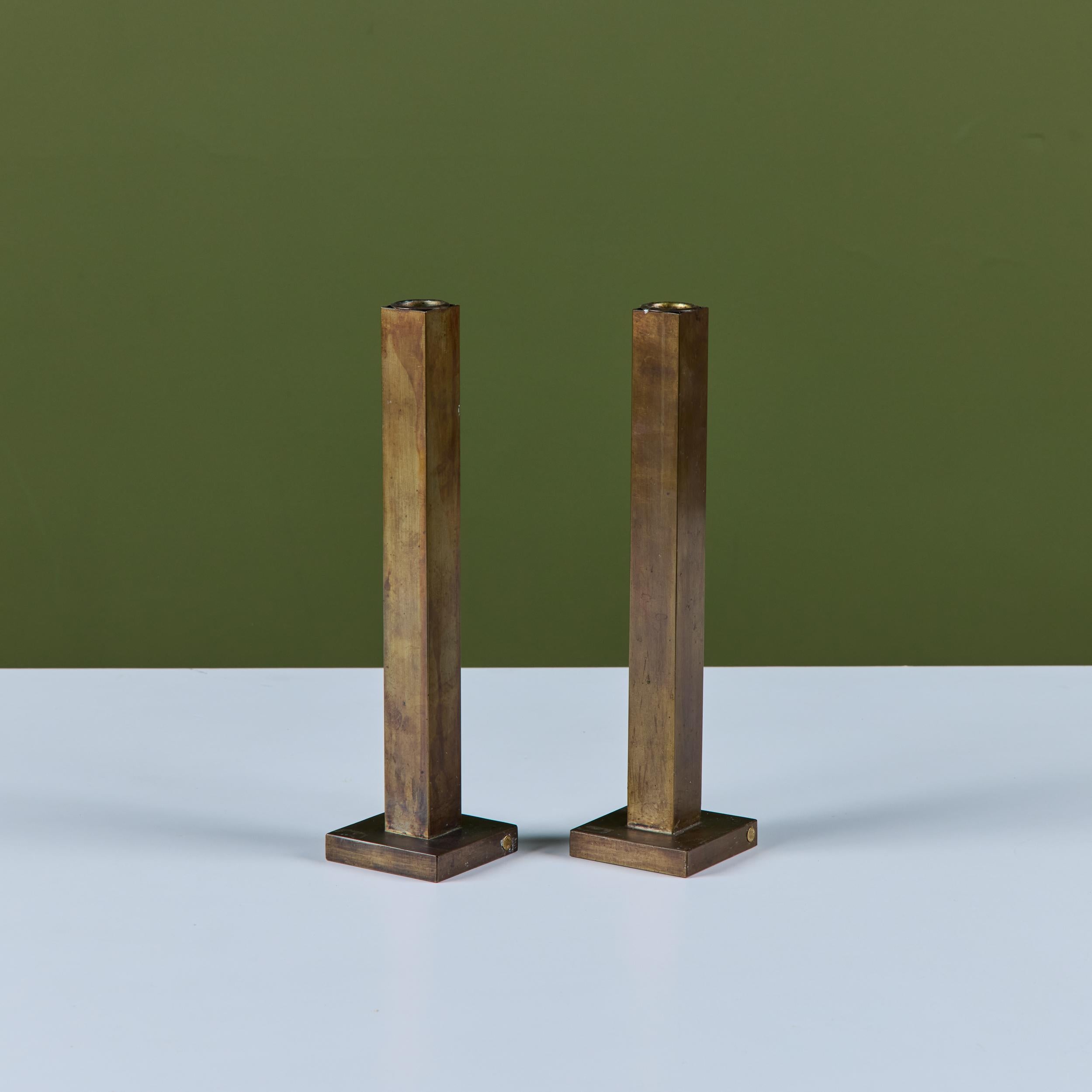 Pair of Petite Brass Candlesticks by Martha Sturdy For Sale 4