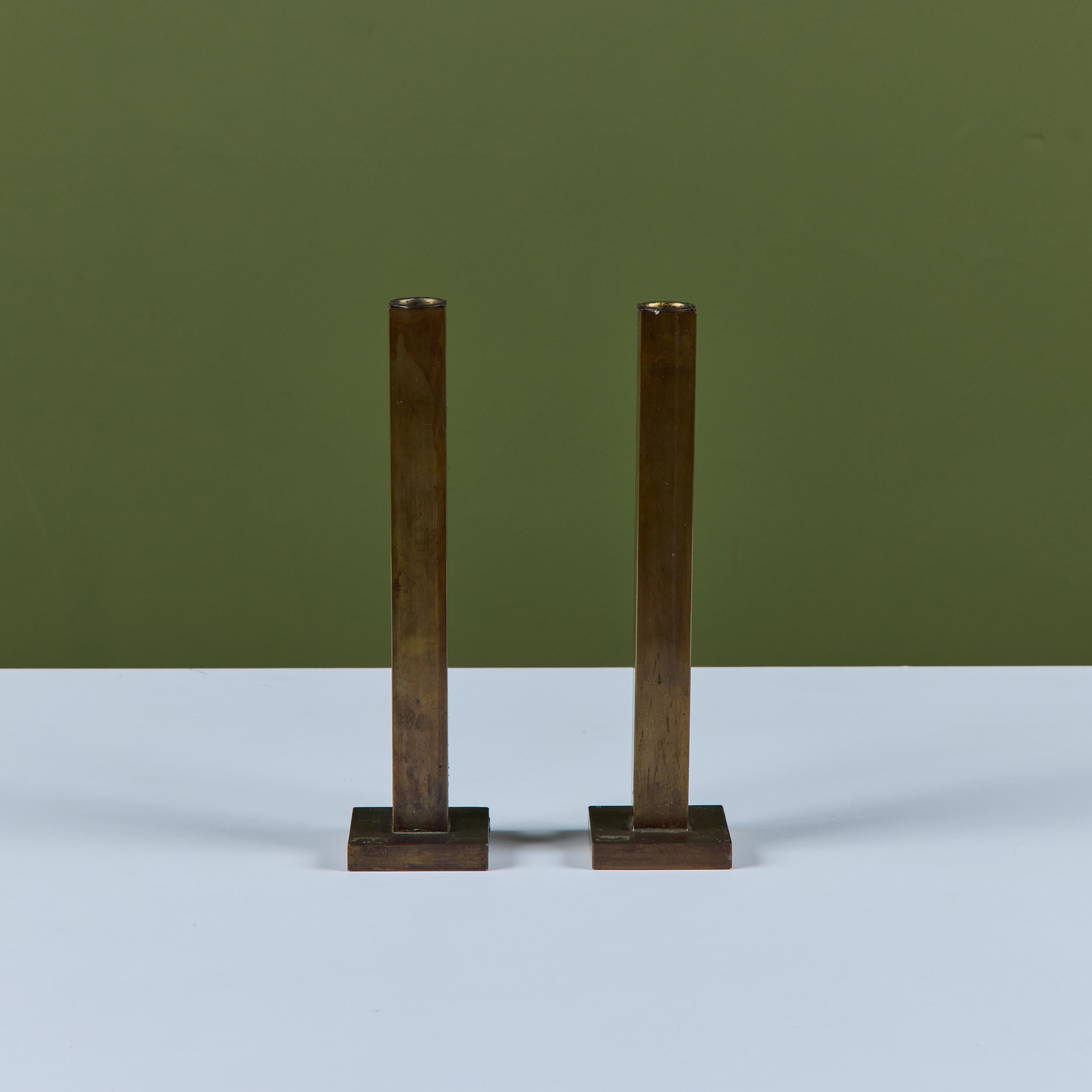 Pair of Petite Brass Candlesticks by Martha Sturdy For Sale 5