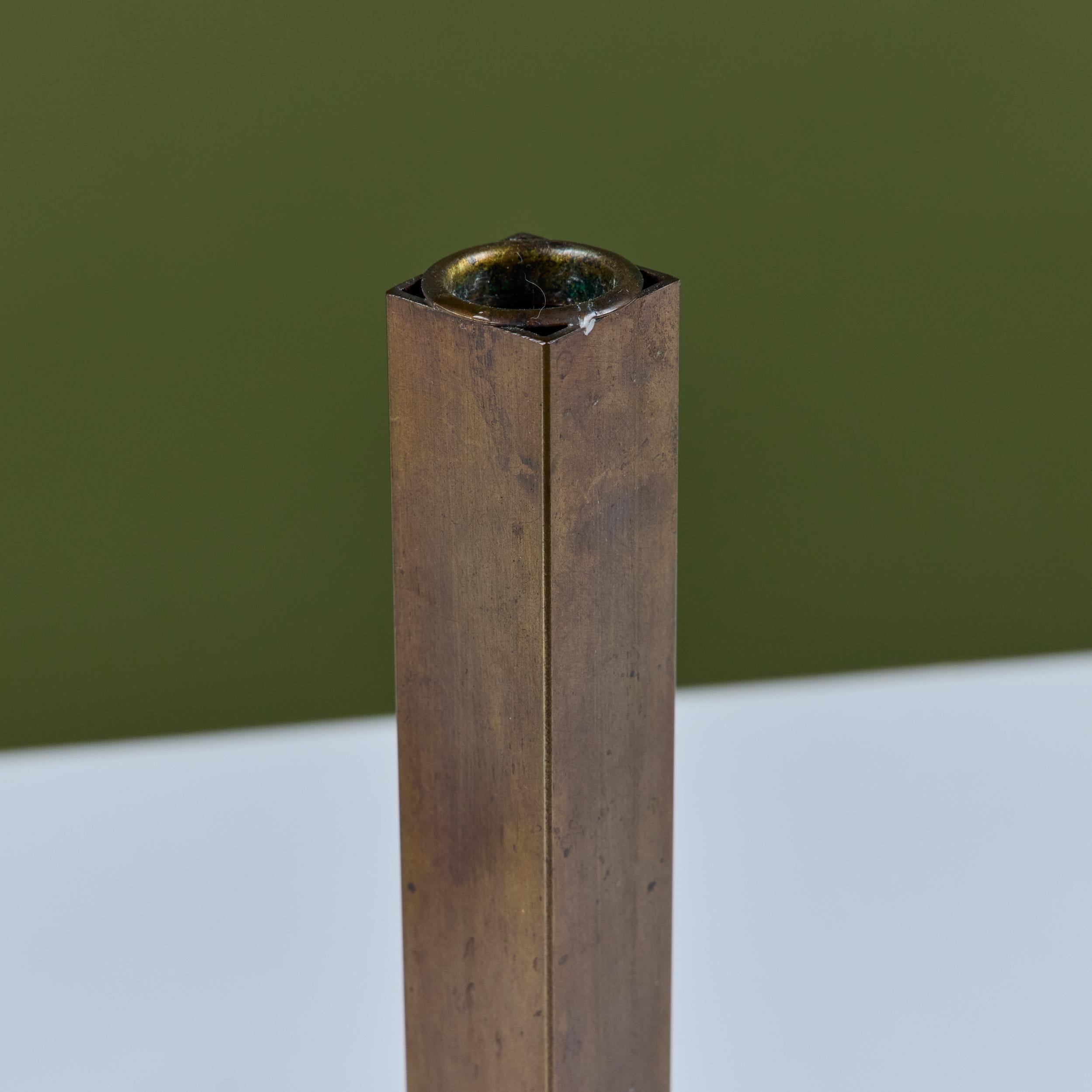 Pair of Petite Brass Candlesticks by Martha Sturdy For Sale 6