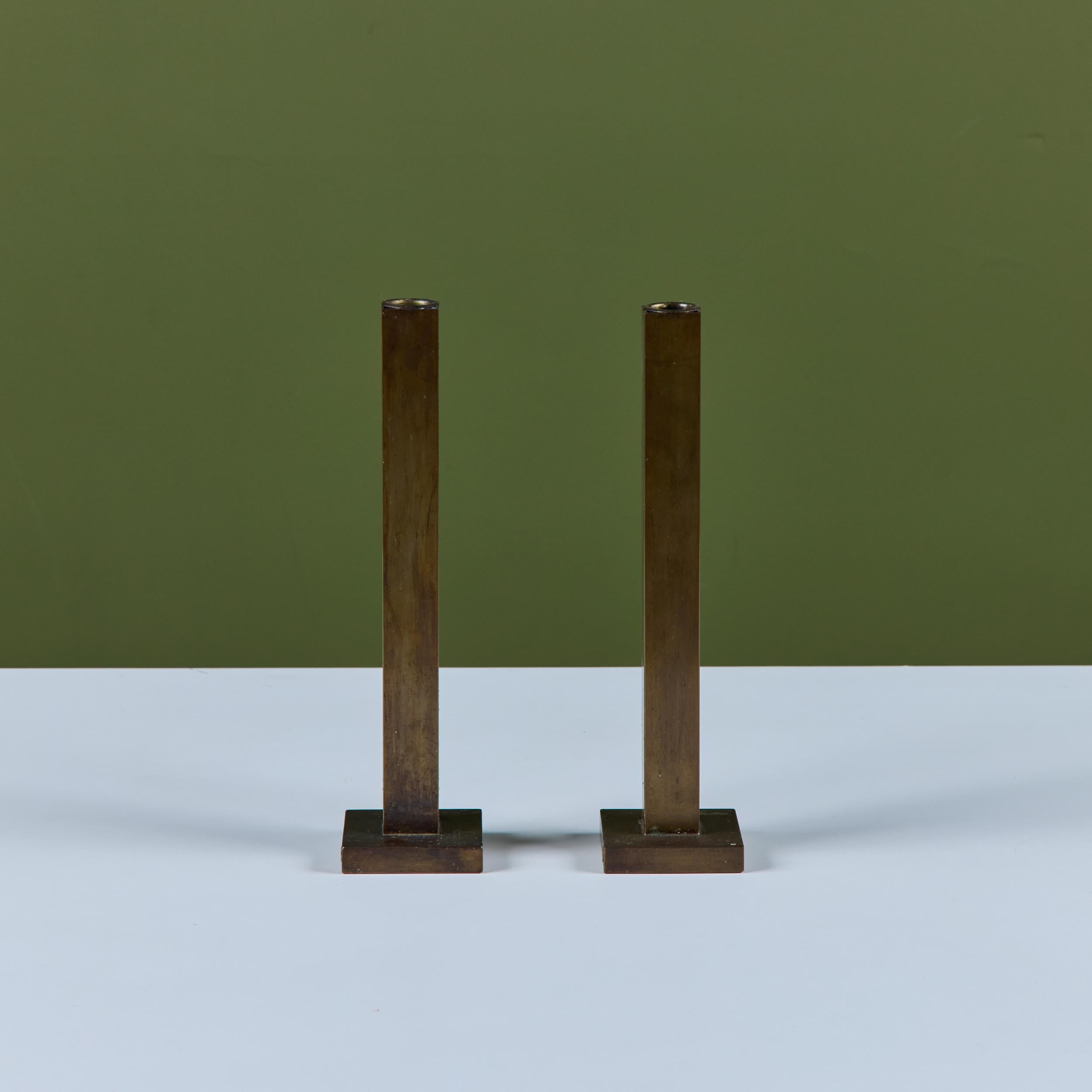 Pair of Petite Brass Candlesticks by Martha Sturdy For Sale 2